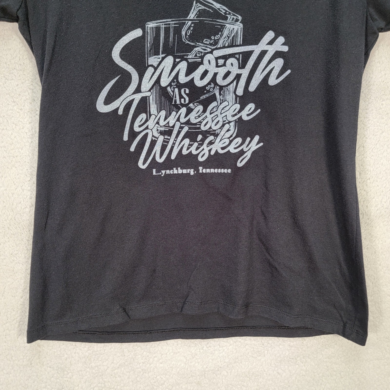 Smooth As Tennessee Whiskey Lynchburg Graphic Tee Black T Shirt Womens Size XL
