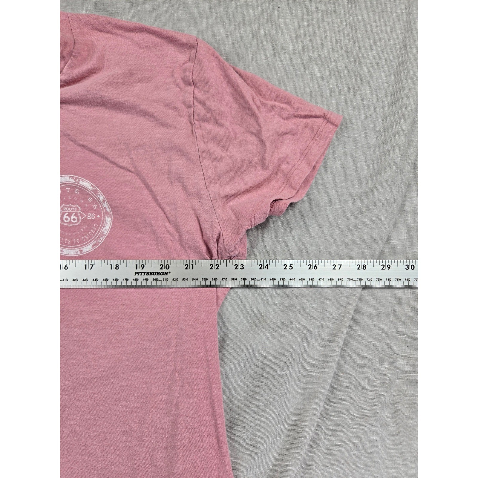 Prairie Mountain Route 66 Floral Graphic V-Neck T-Shirt Mauve Pink XXL Cotton