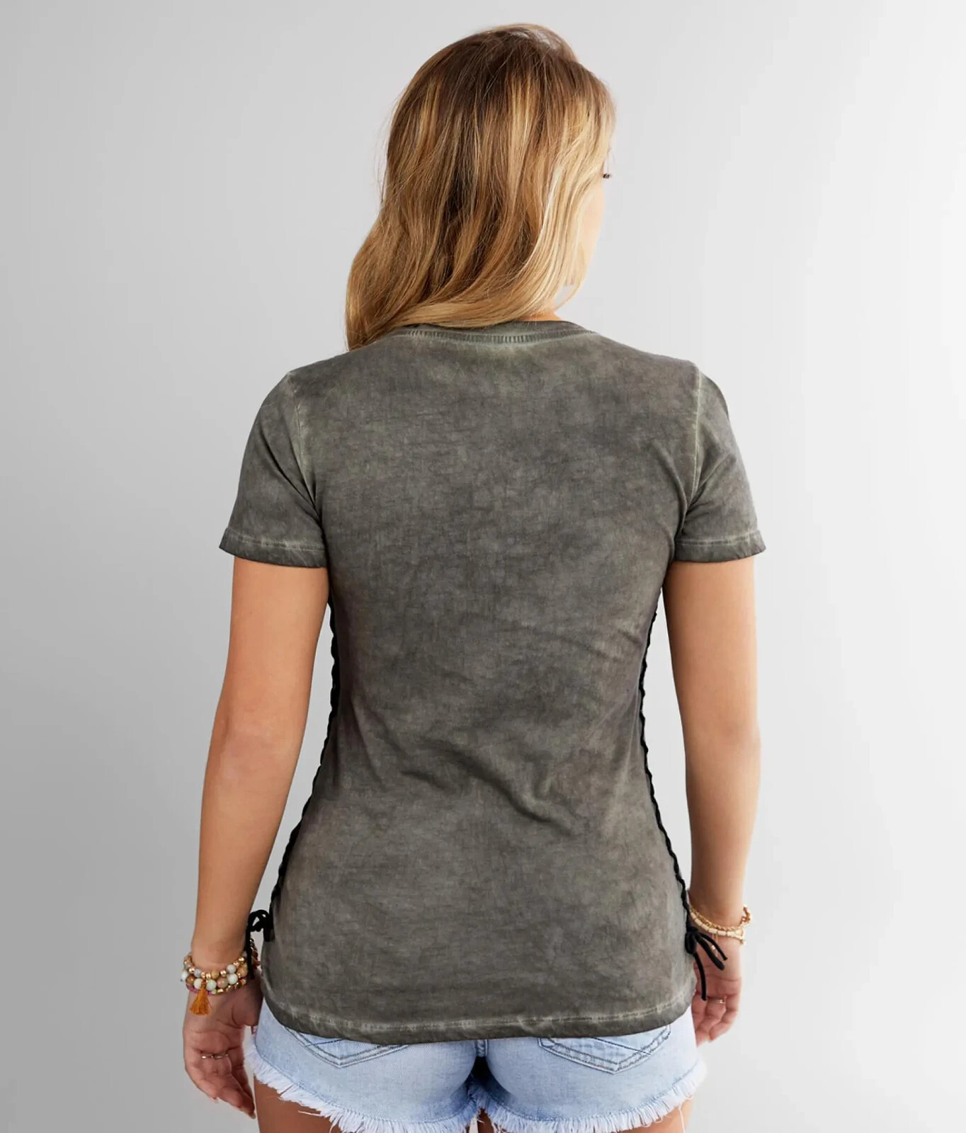 New Women’s Affliction Live Fast Rossellini Green Tee T-Shirt w/Stones XS-XL