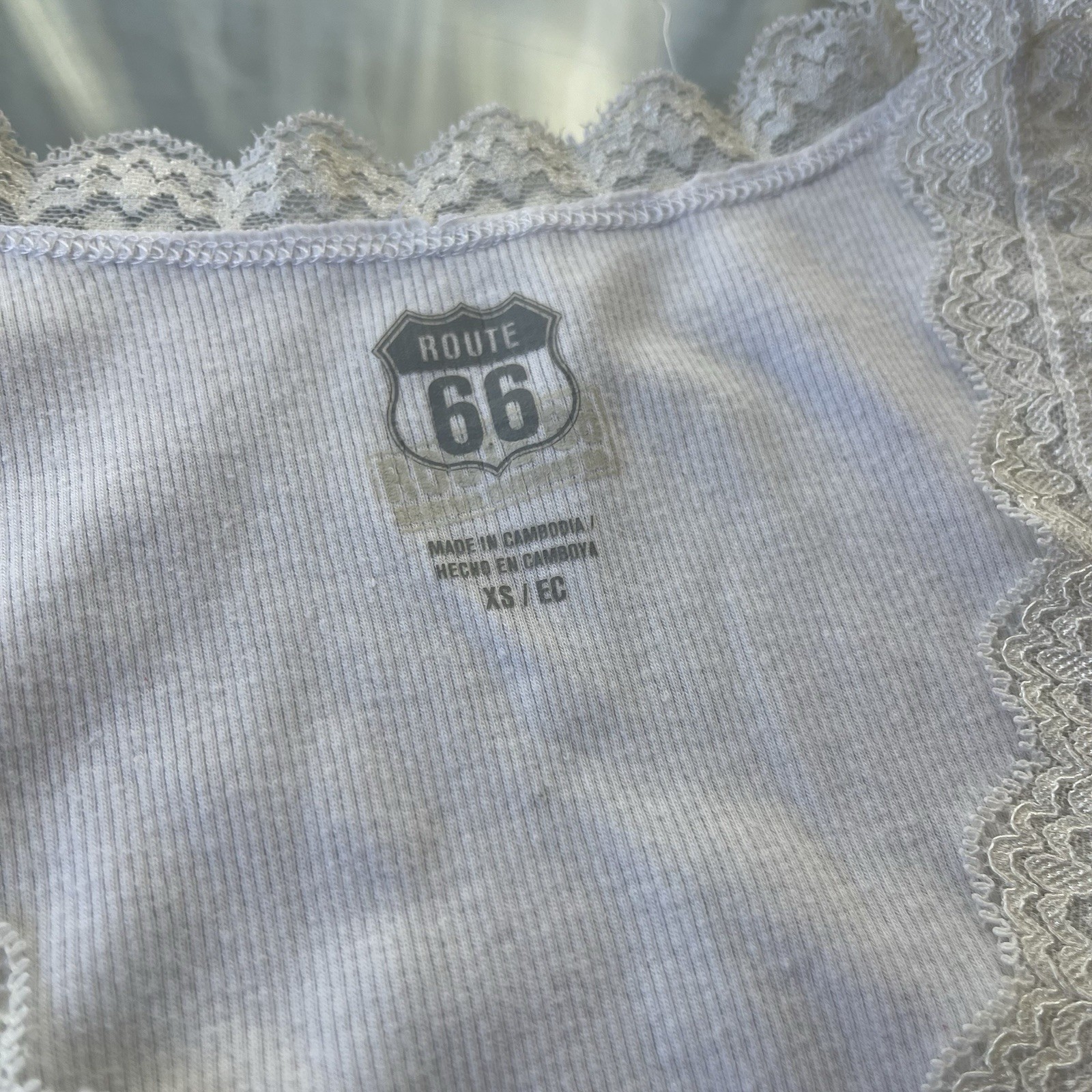 Route 66 Womens Y2K Lace Trim Preppy Cami Size XS White 90S Staple Classic
