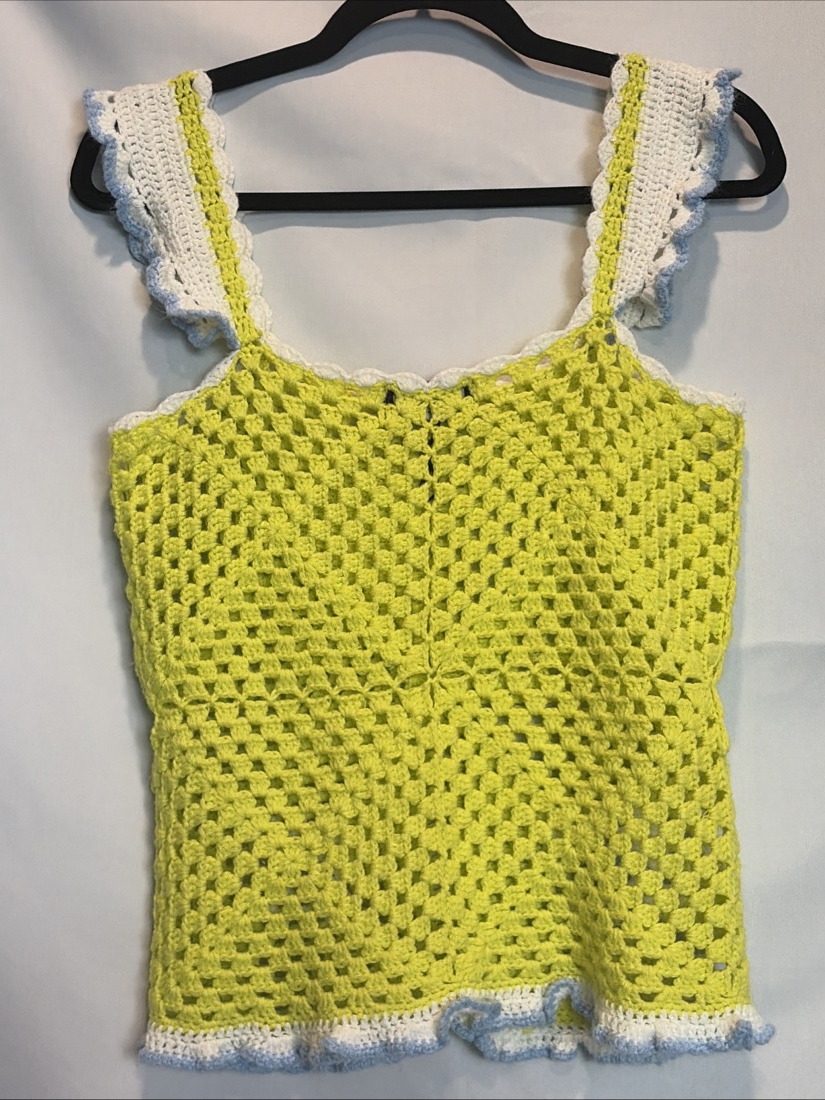 Cider Crochet Granny Square Tank Ruffle Sleeve Cottagecore Festival Women’s S