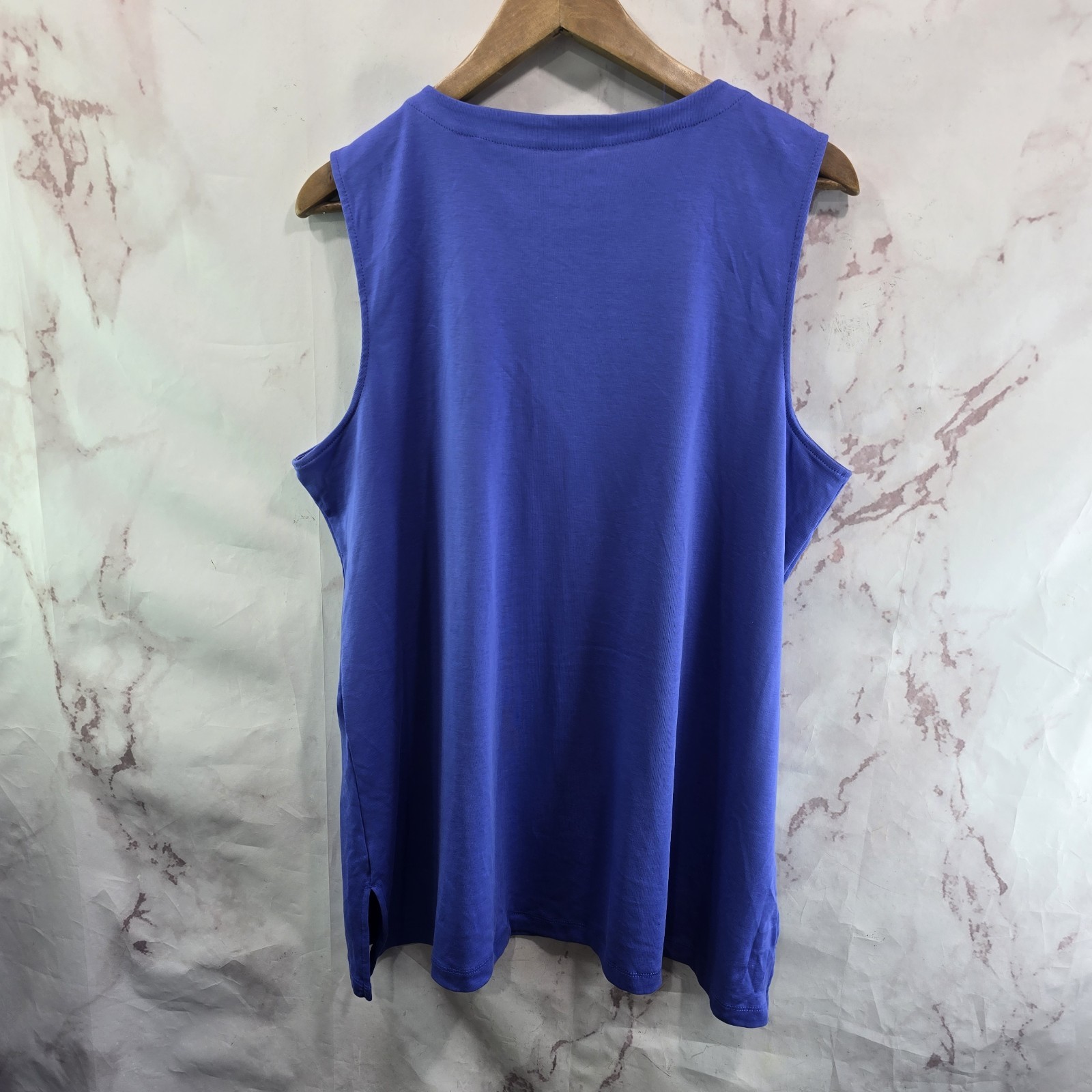 Chicos Tank Top Womens 3 XL Blue Pima Cotton Notch V Neck Indigo Periwinkle