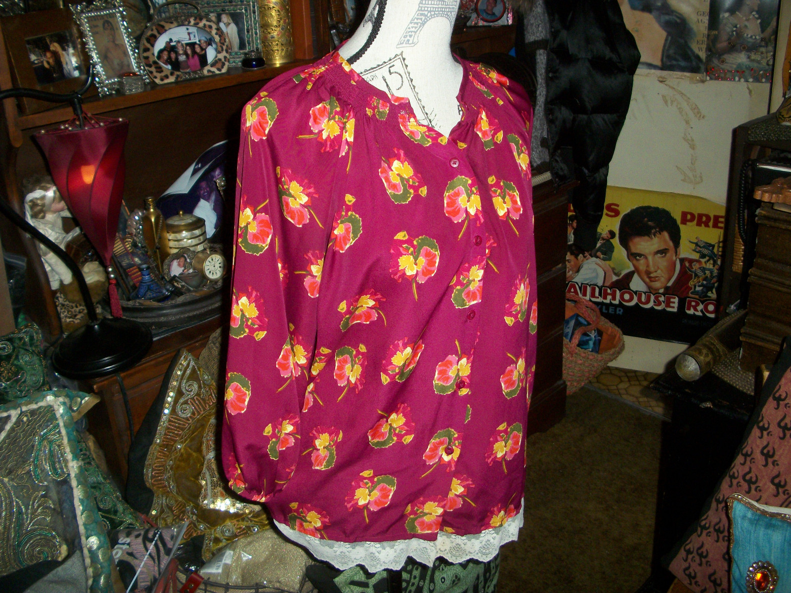 TUCKER FOR TARGET Alluring Maroon Floral Lace Blouse Size S