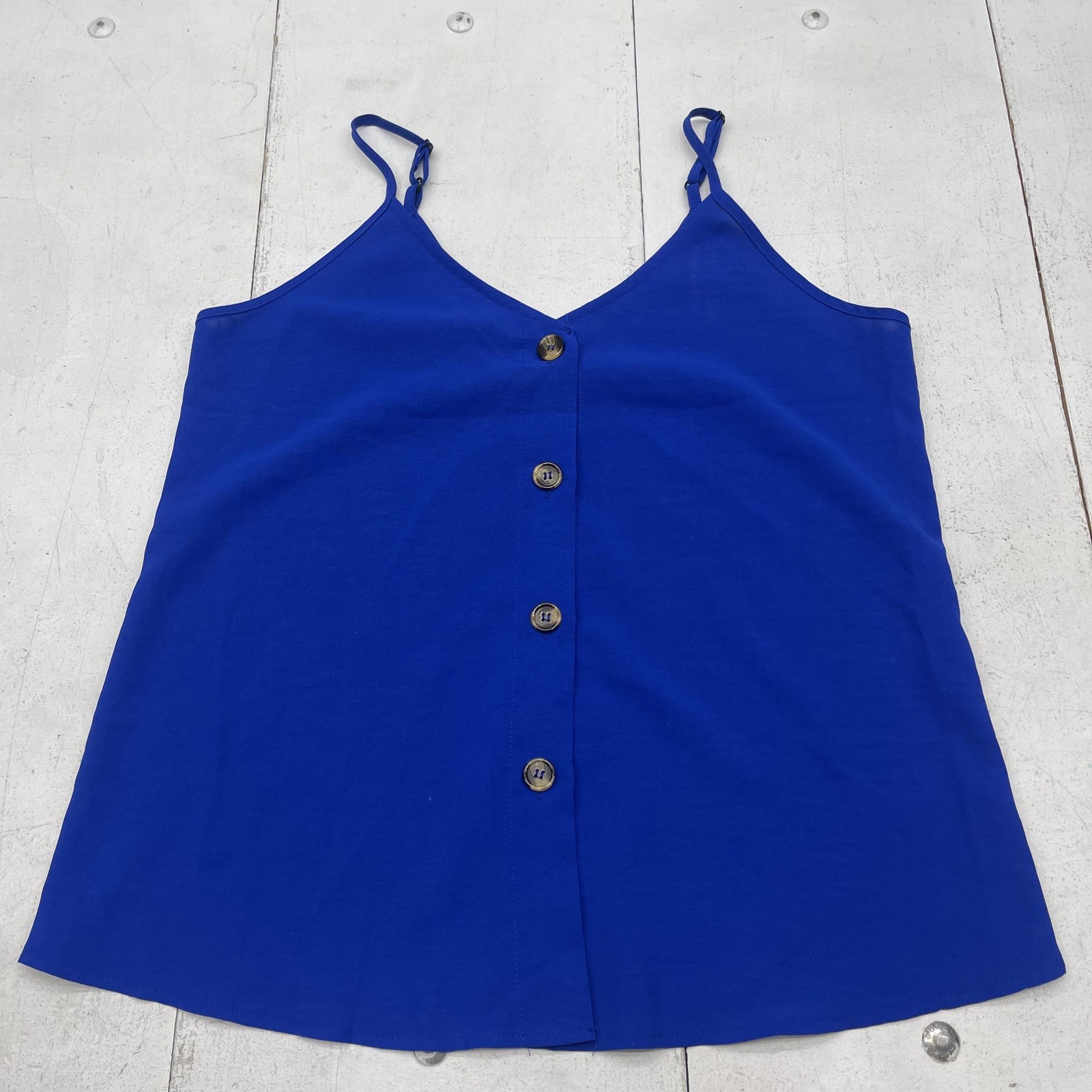 Hippie Chic Shirt Womens Large Blue Button Front Cami Tank Top Casual Summer