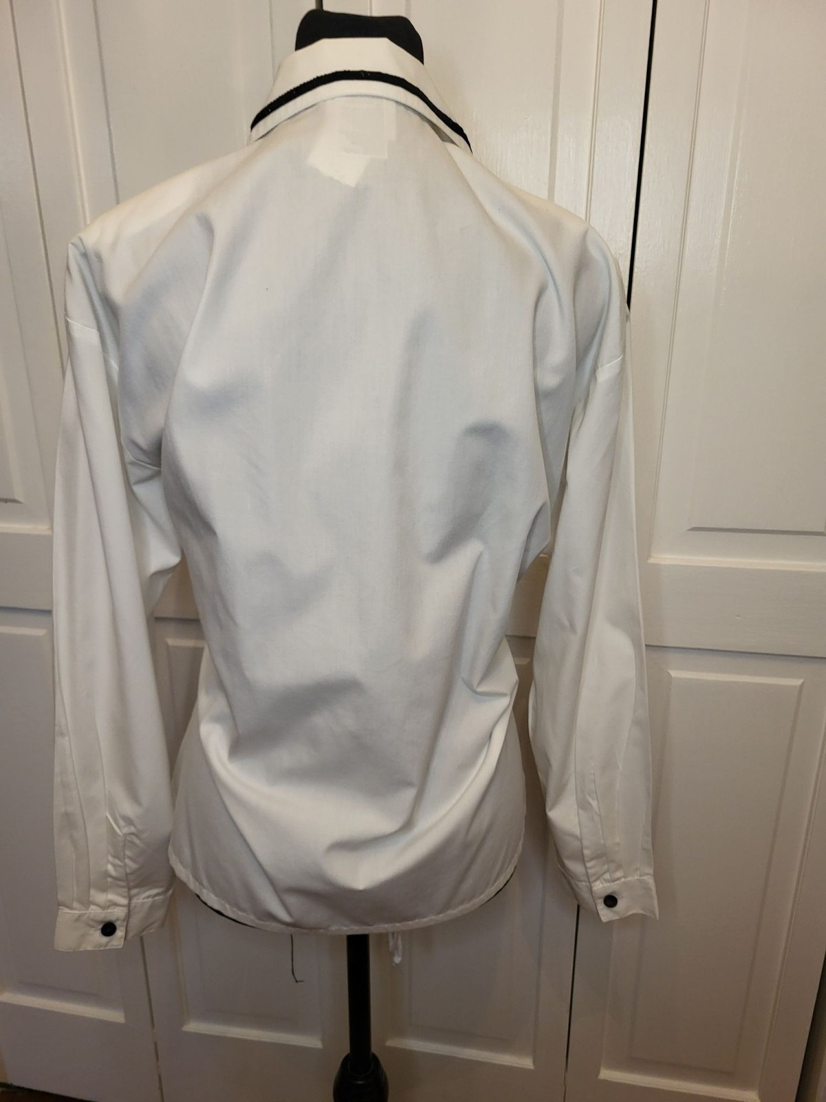Vintage 90s Koret Petites White Button Up Black Velvet Trim MP Classic Preppy