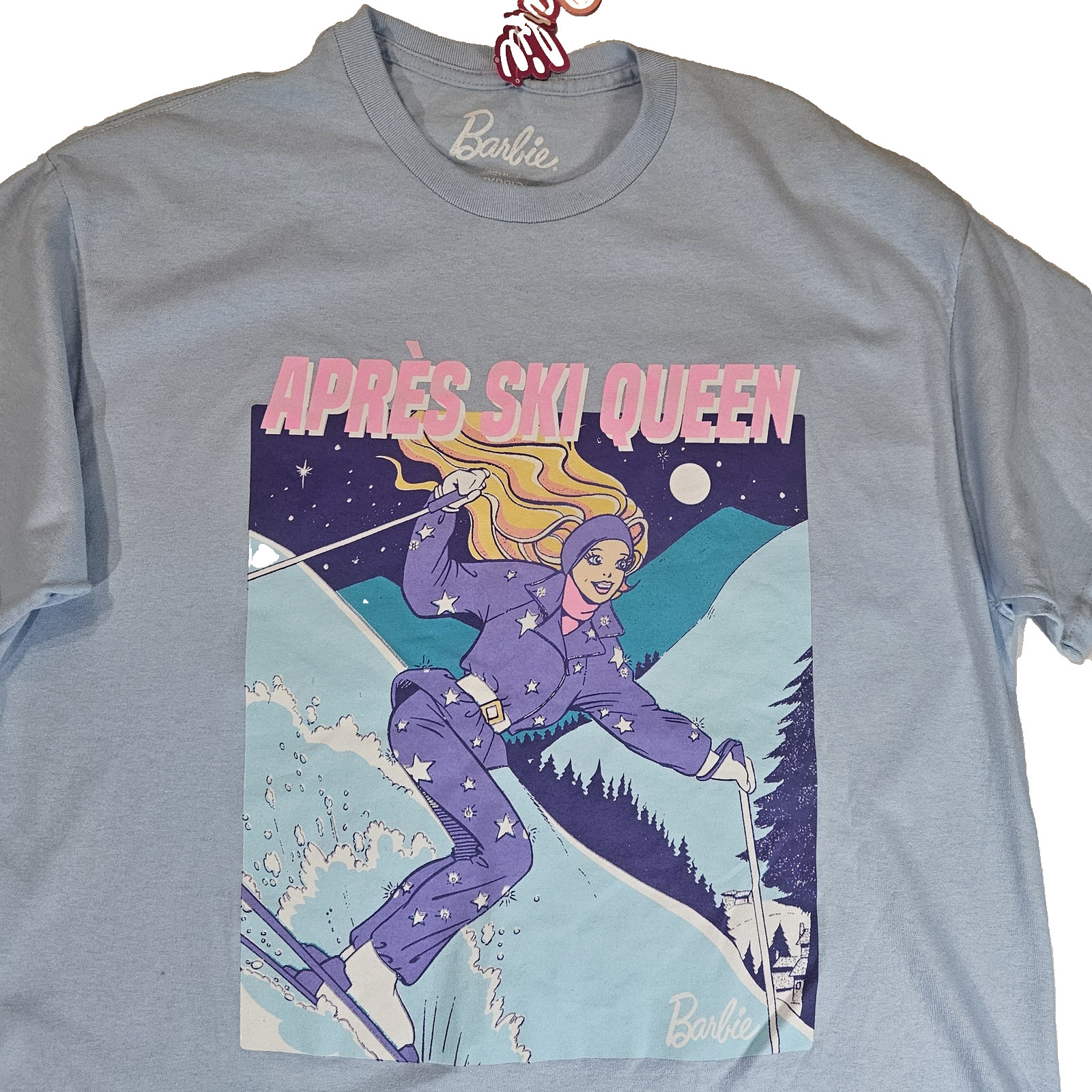 Barbie Shirt Womens Large Blue Après Ski Queen Graphic Tee T-Shirt 100% Cotton