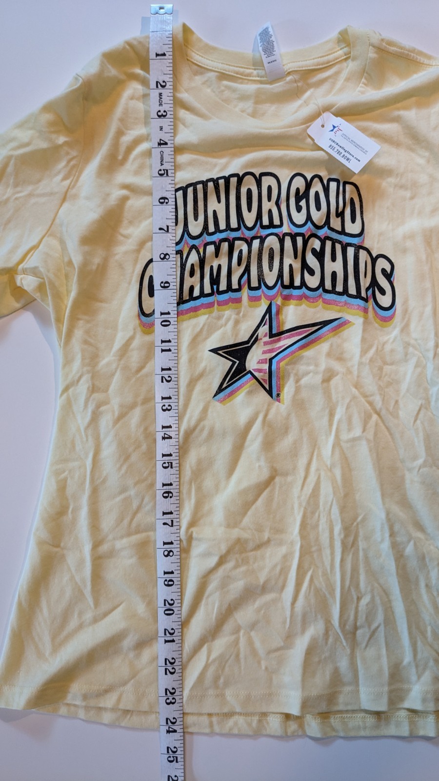 Ladies Junior Gold Championships T-Shirt Light Yellow Medium Soft NWT $35 MSRP