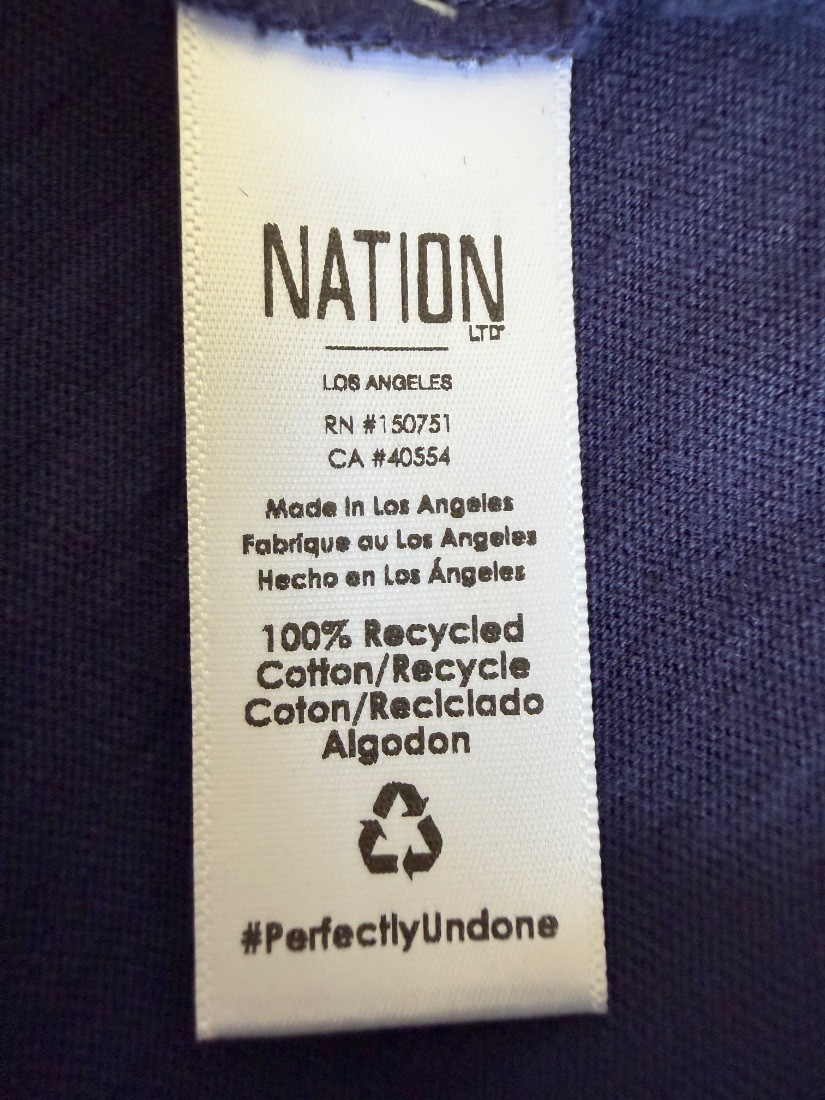 Nation Ltd Womens Navy Blue 100% Recycled Cotton Crew Neck Tee Shirt Size M