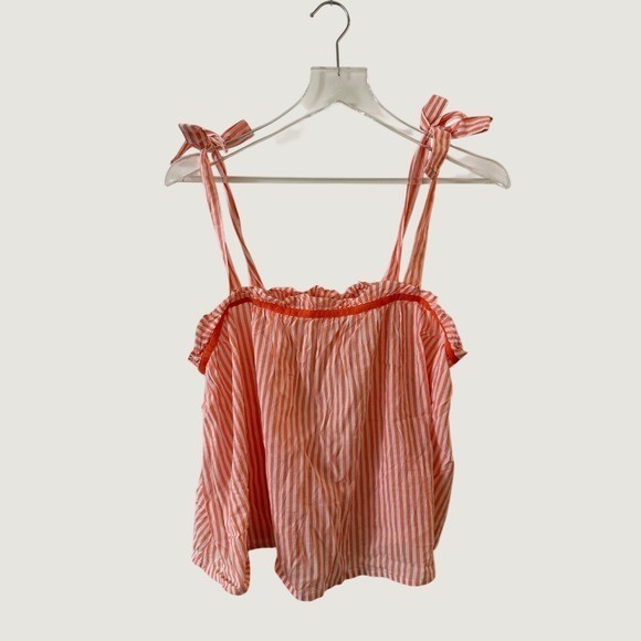 Aerie Tie Strap Flowy Tank Top Coral and White Striped Women’s Size S NWT