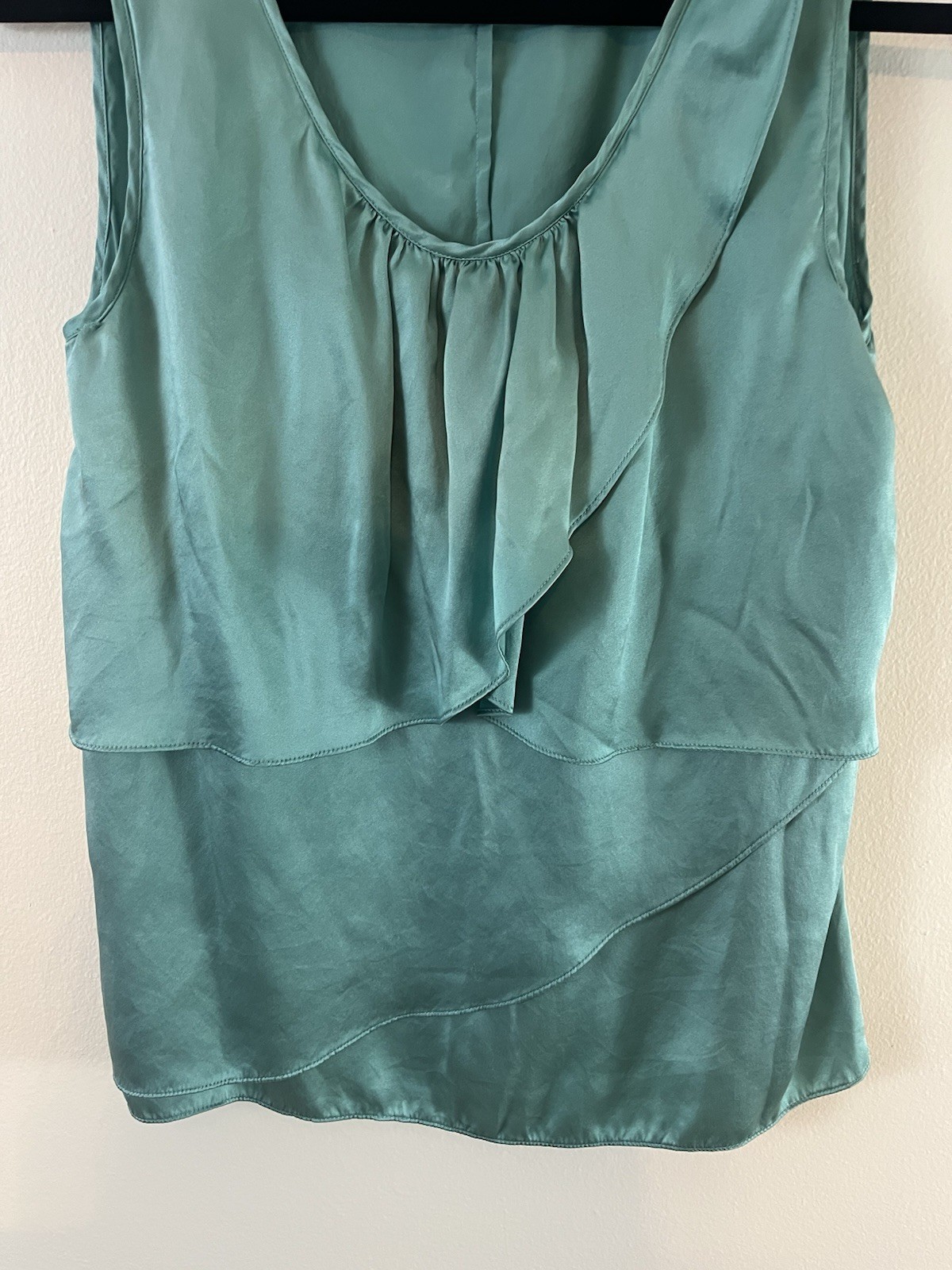 Talbots Women’s Size 6 100% Silk Blouse Tank Top Aqua Marine Teal Lightweight
