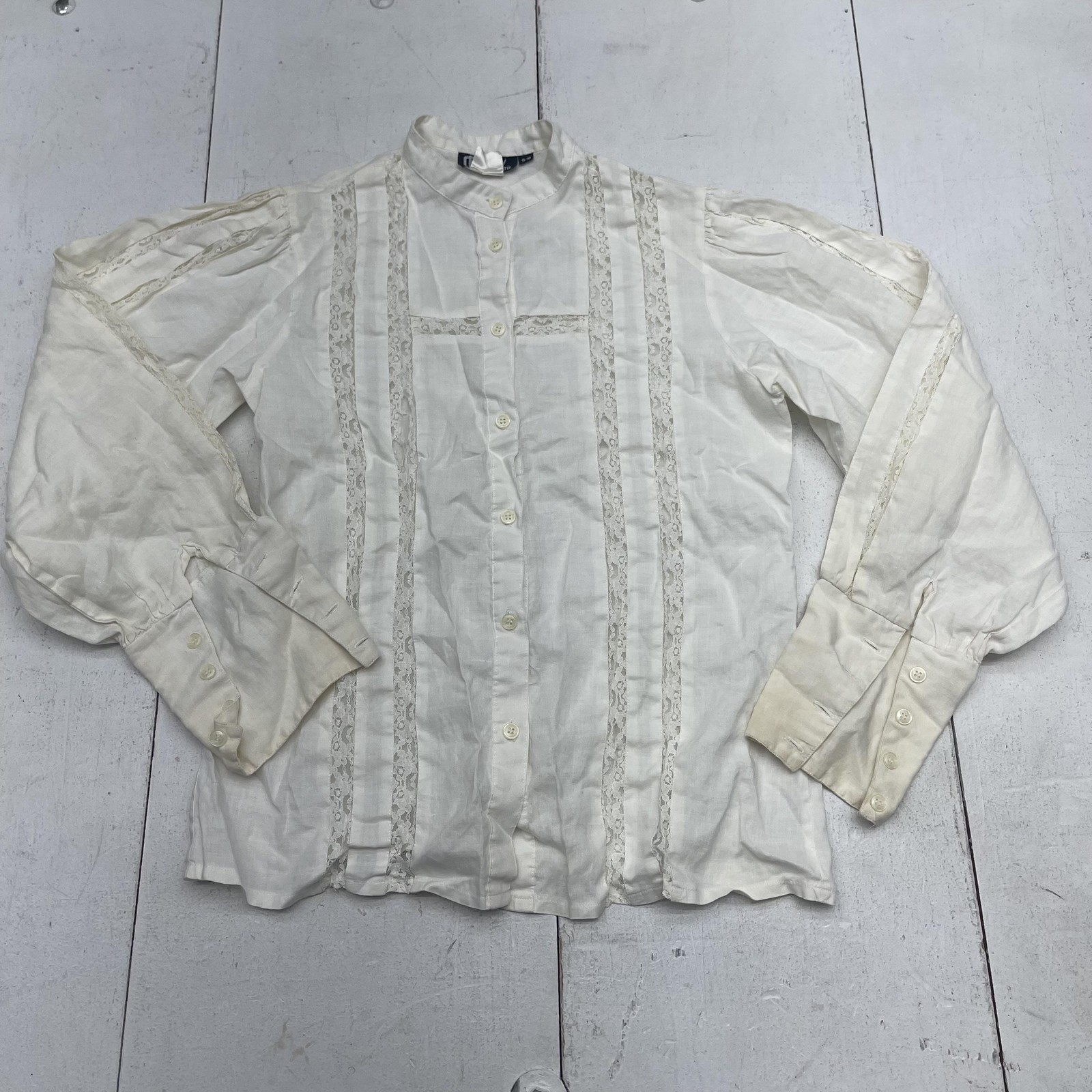 Vintage Carry Back LTD Shirt Women’s 9/10 White Lace Victorian Cottagecore