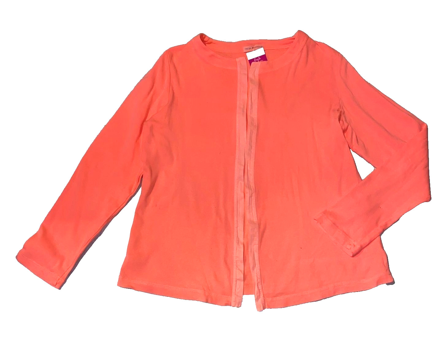 Fresh Produce large orange $74 essential jersey cotton open cardigan top nwt L