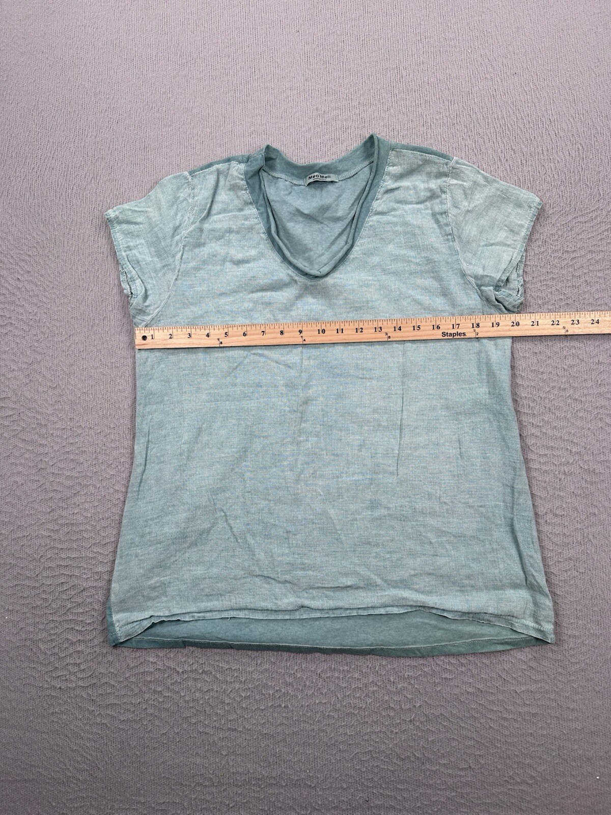 Meo Meli Top Womens One Size Green Blue Linen Sleeveless Shirt Made in Italy