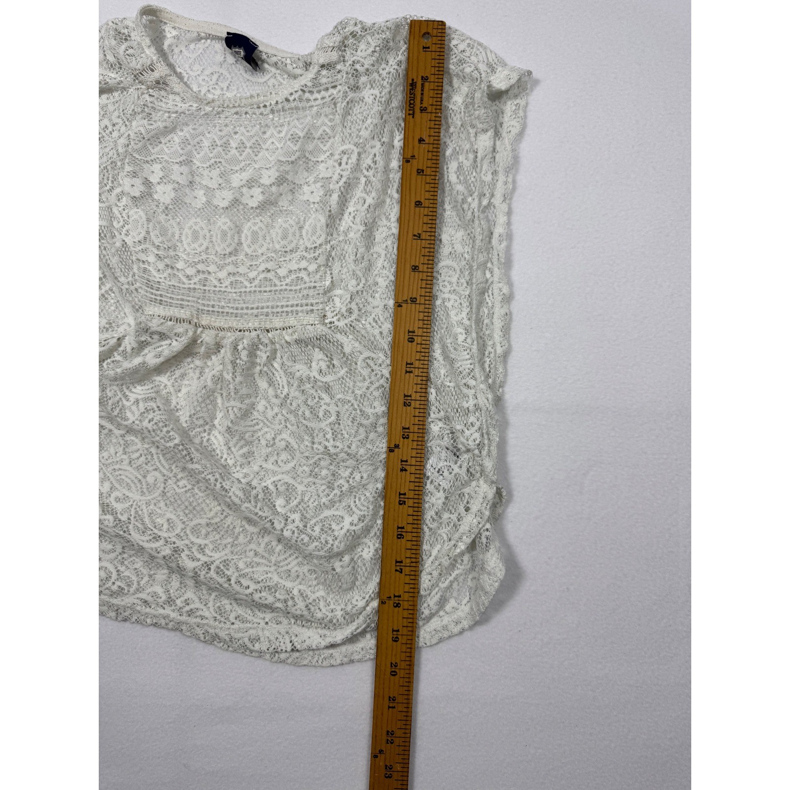 Boho Coquette Route 66 Sheer Floral Lace Blouse Womens L Ivory GF6RT31019BG