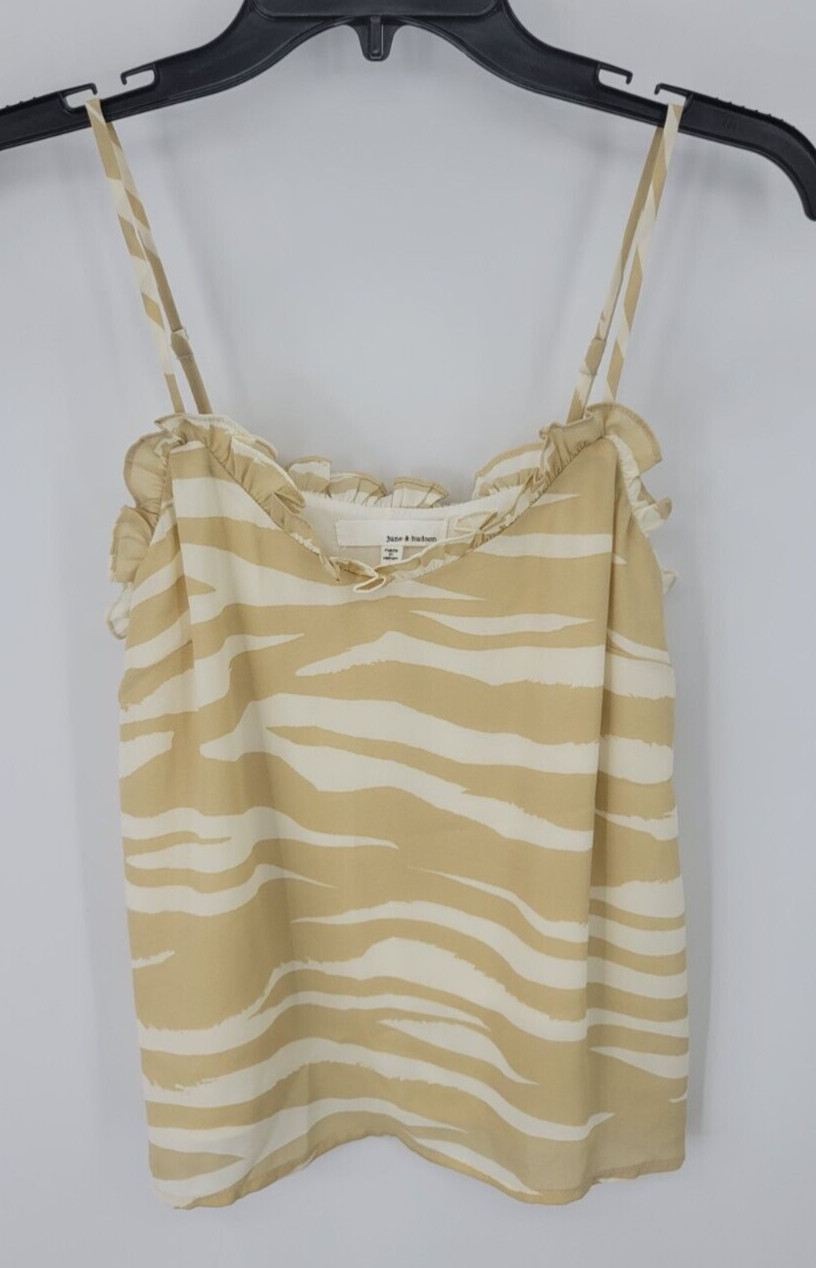 June & Hudson Top Womens Small Brown Ivory Animal Print Sleeveless Tank NWT