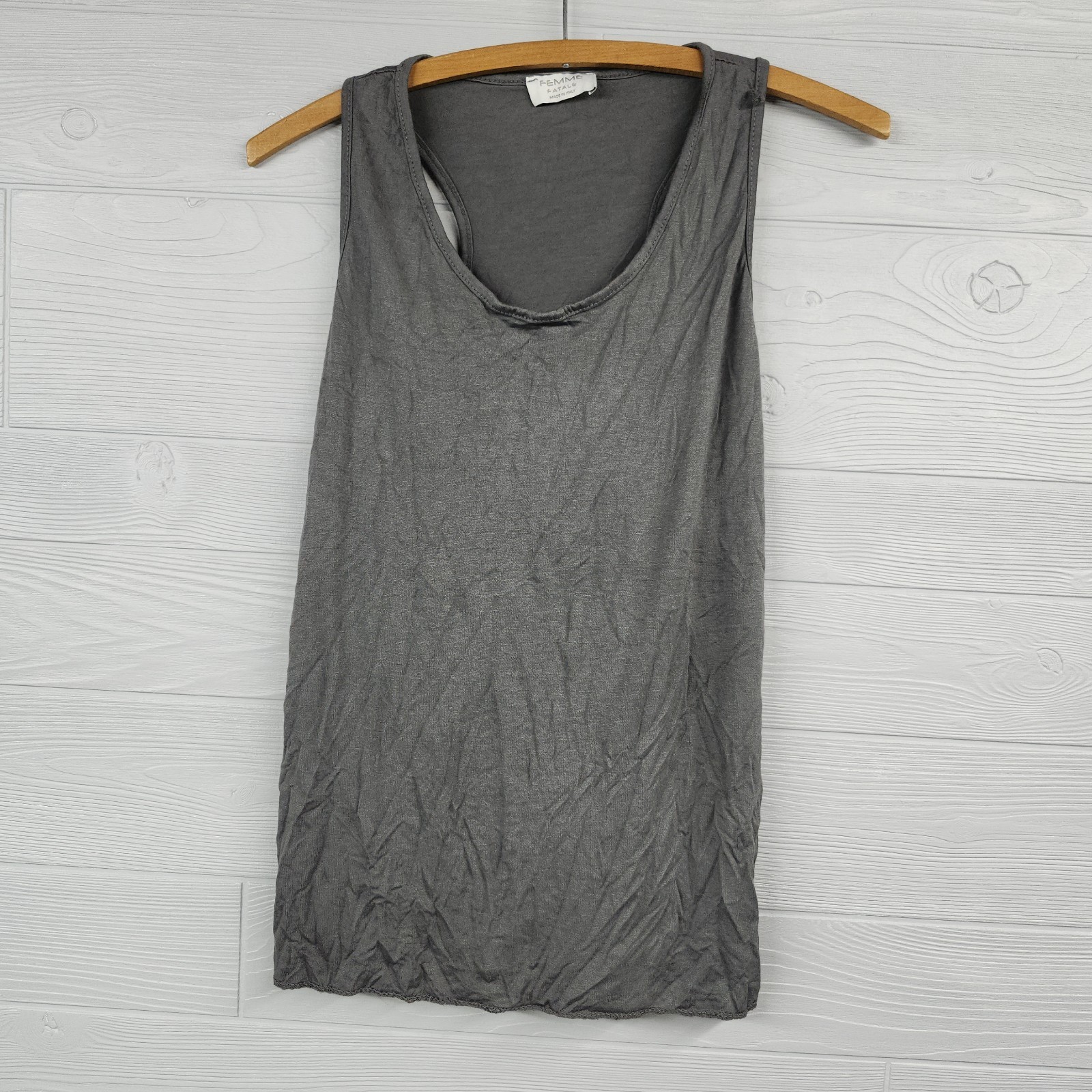 Femme Fatale Made In Italy Gray Tank Top Womens Size Medium