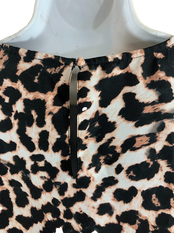 The Limited Leopard Print Sheer Layered Long Sleeve Blouse Top Boho Y2K S NWOT