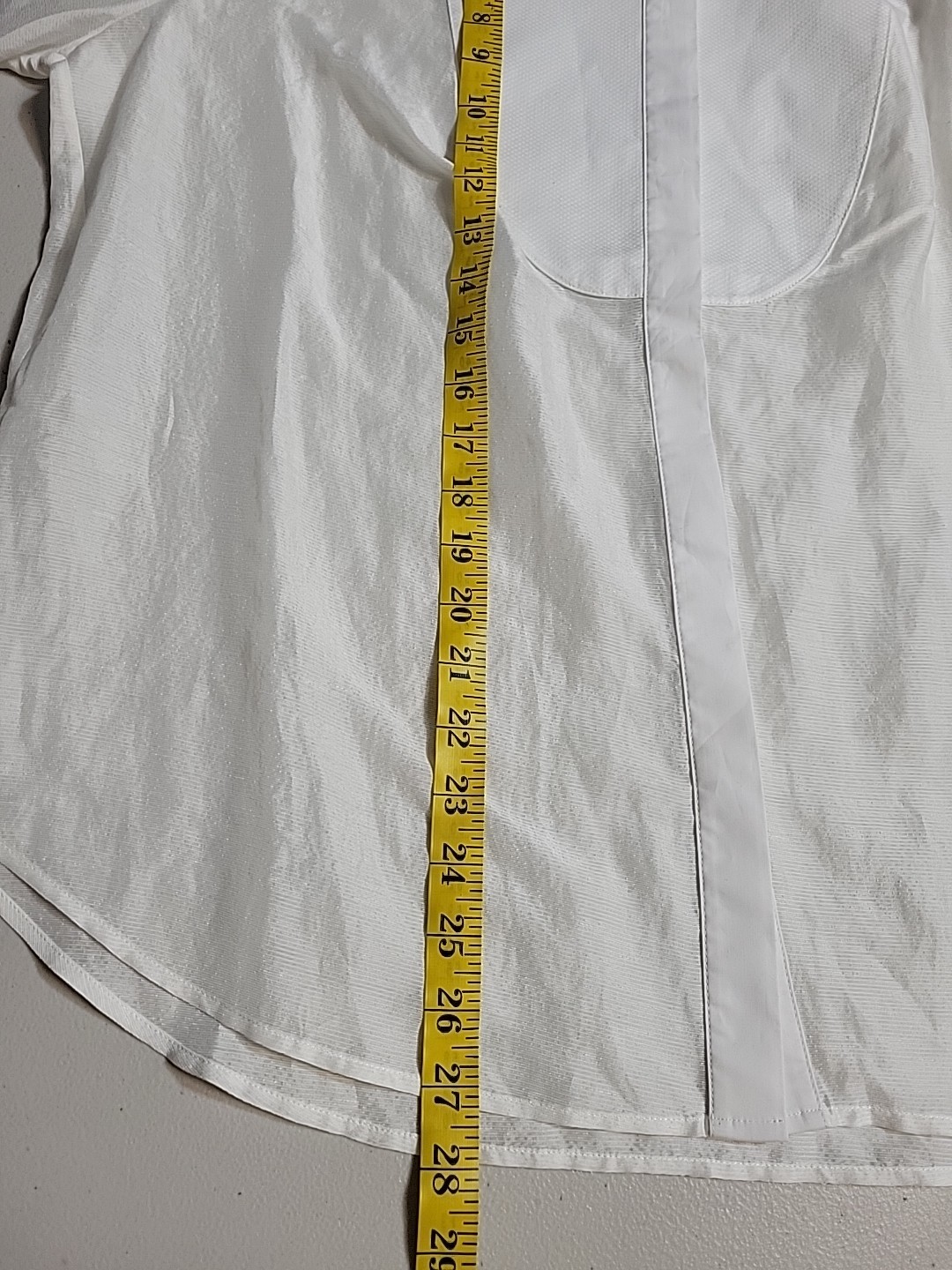 7 for All Mankind L Linen Silk Blend Ivory Popplin Blouse 3/4 Sleeve See Through