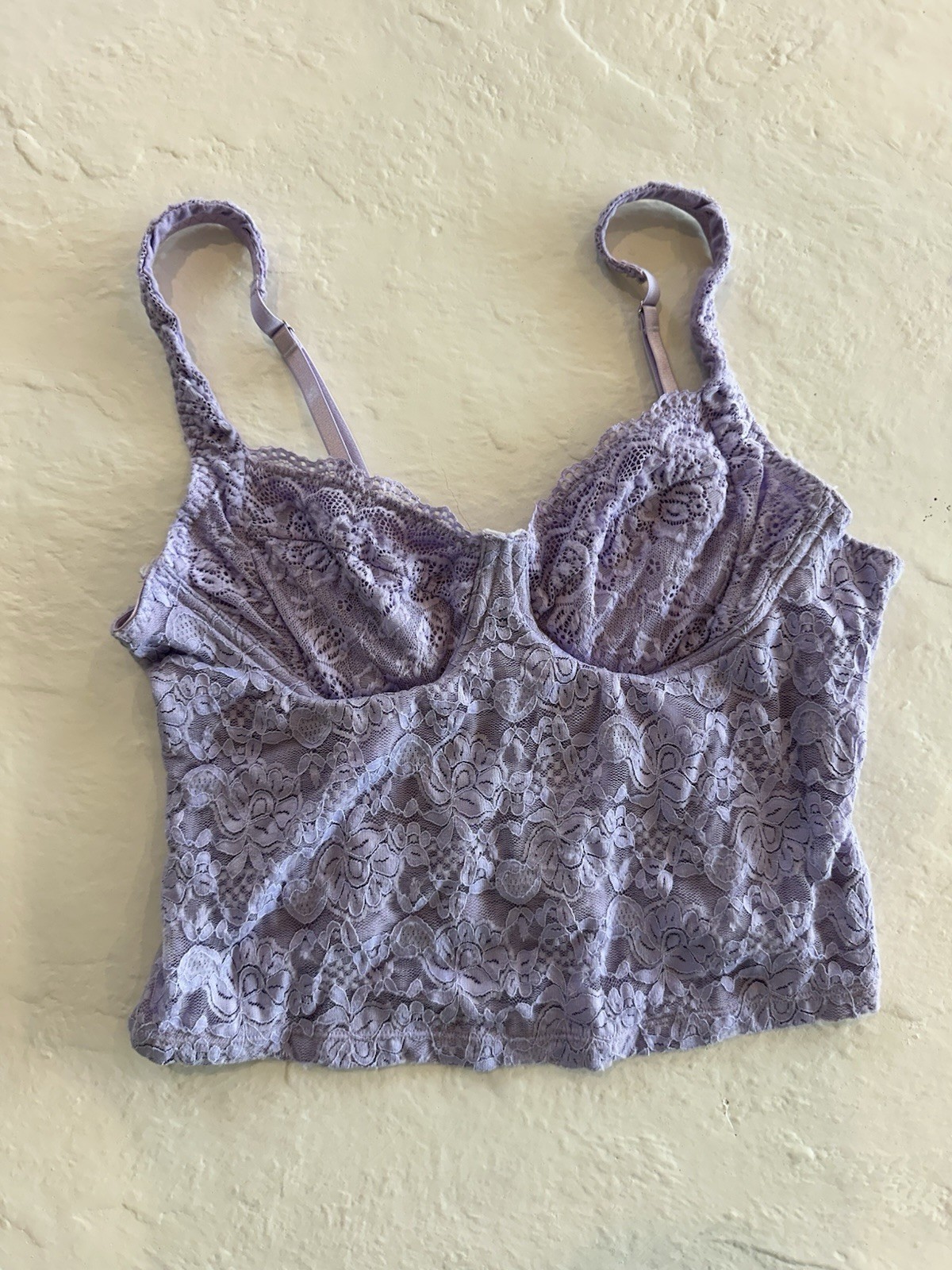 Avid Love Lavender Floral Lace Bustier Cami Top Size M