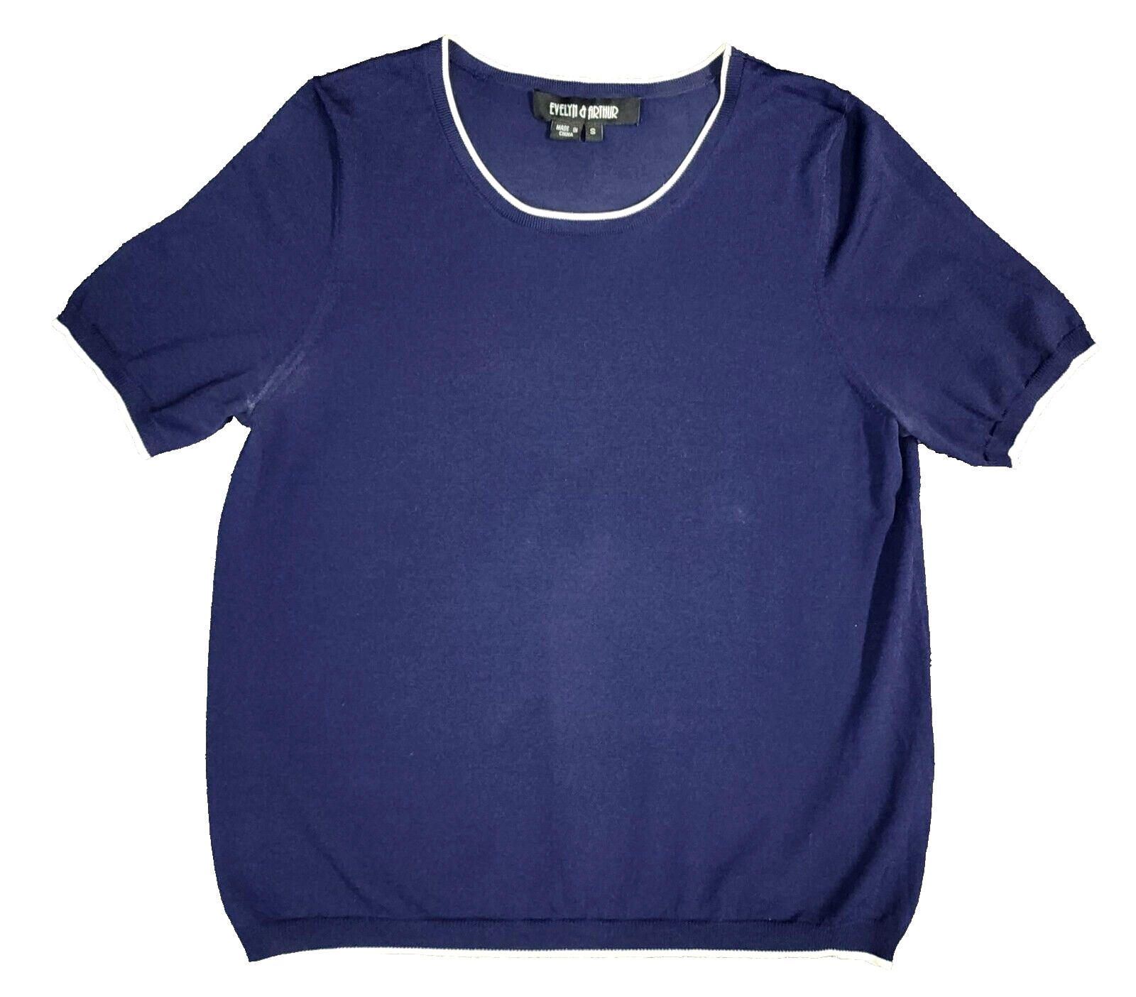 Evelyn & Arthur Woman Navy Blue Ribbed-Knitted Top Size S Rayon Nylon