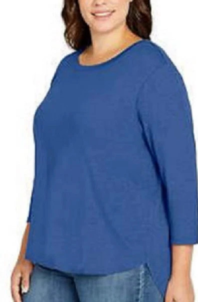 Kirkland Signature Women’s Ladies Cotton Slub Tee T-Shirt 3/4 Sleeve