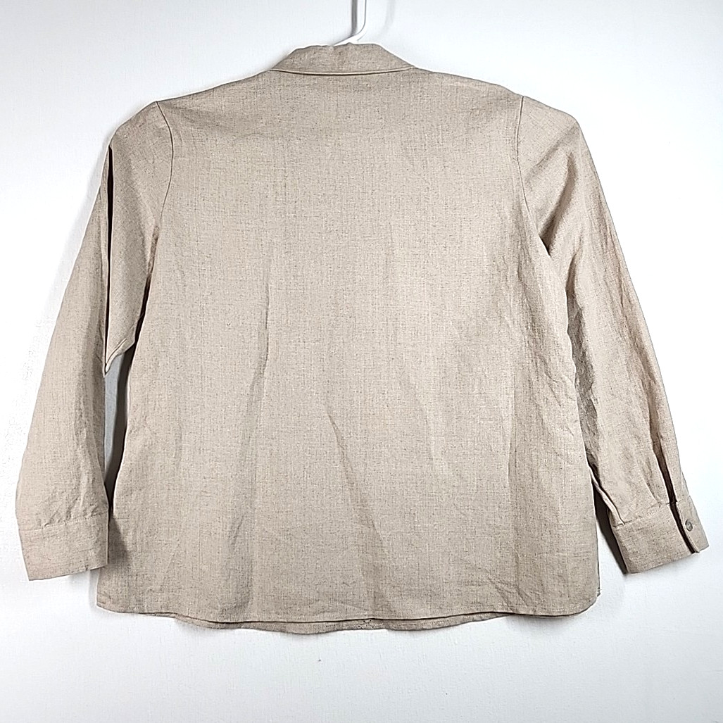Edward Linen Popover Tunic Shirt Womens L Natural Beige 100% Irish Linen Blouse