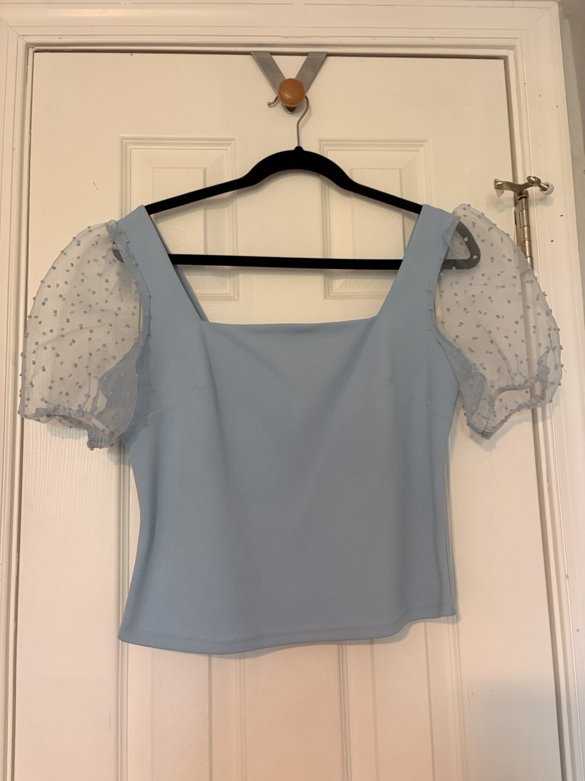 BCBGeneration Baby blue top Puff Sleeve Size M