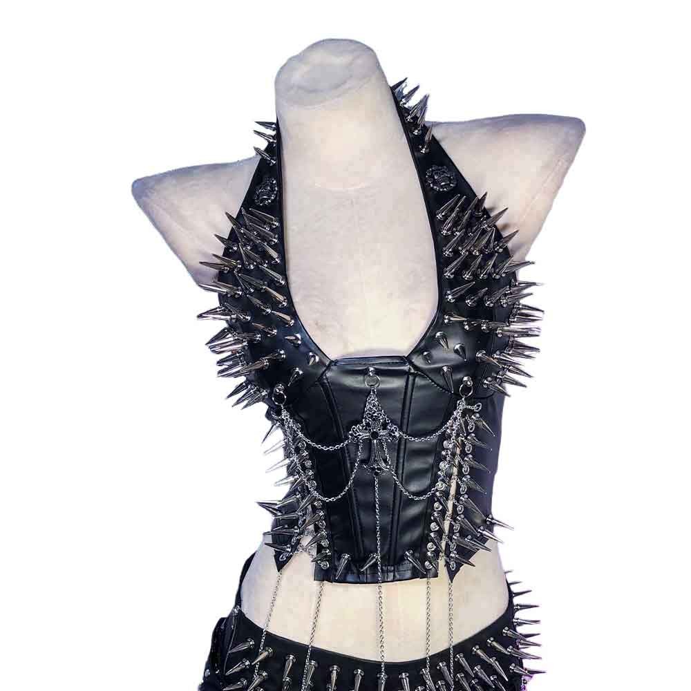 Goth Tops Spiked Gothic Tank Y2K Emo Clothing Punk Rock Clothes Vkei Grunge Q2