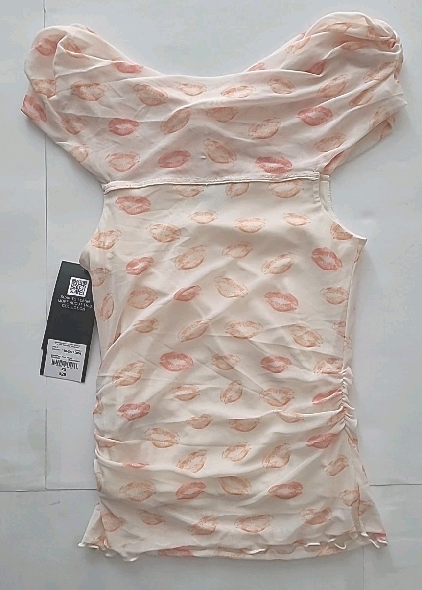 Bold Elements Ally Brooke Top XS Orange Kiss Print Sleeveless Y2K Style $28