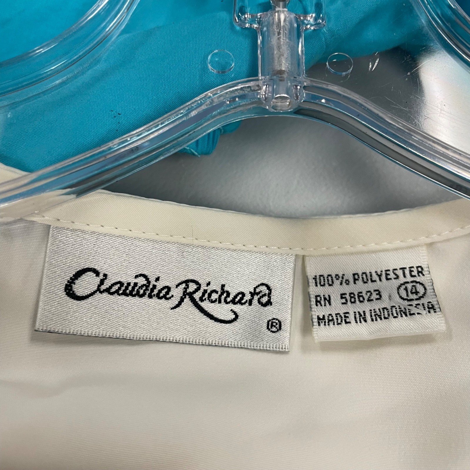 Claudia Richard Sheer Button Up Top Embroidered Long Sleeve Cream Size 14