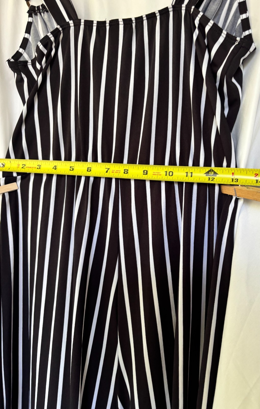Wrapper Brand Women’s Black/White Stripe Jumpsuit Sleeveless with Straps Size L