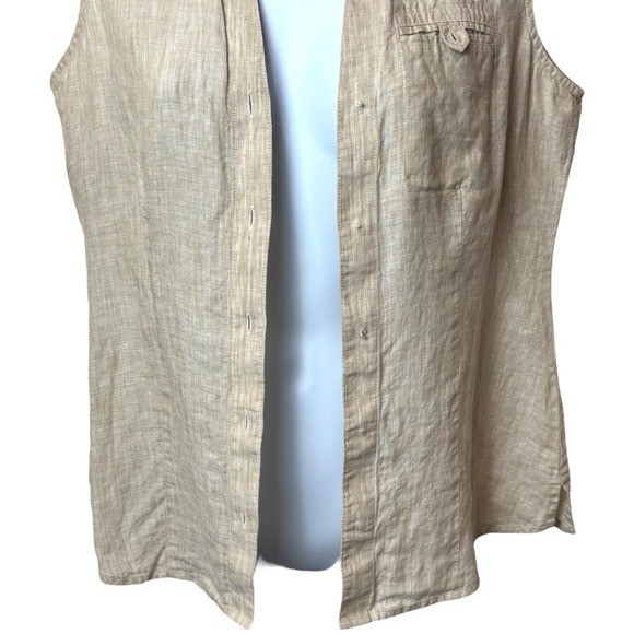 Foxcroft Ivory 100% Linen Fitted Fit Cottagecore Granola Girl Summer Vest 6P