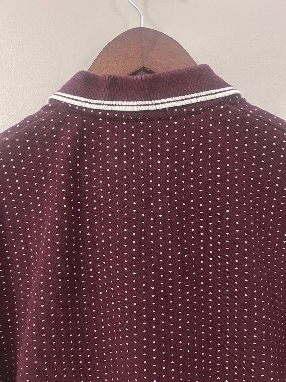DENIM & FLOWER RICKY SINGH Slim Polo Burgundy White Poka Dot M Golf