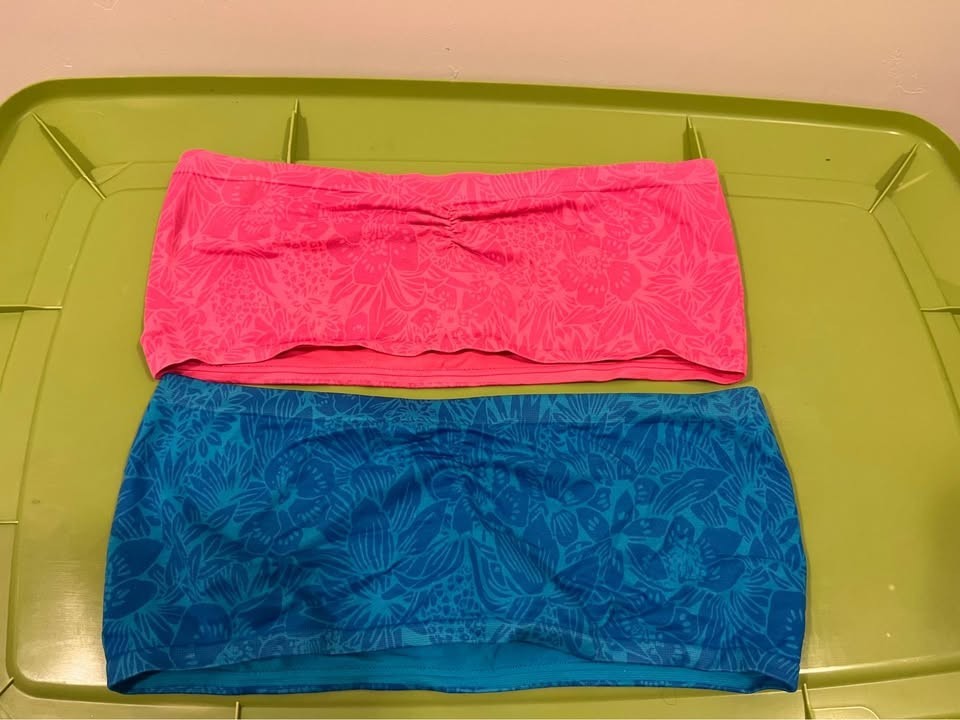 2 Aeropostale Pink and Blue Tropical Floral Print Seamless Bandeaus M/L