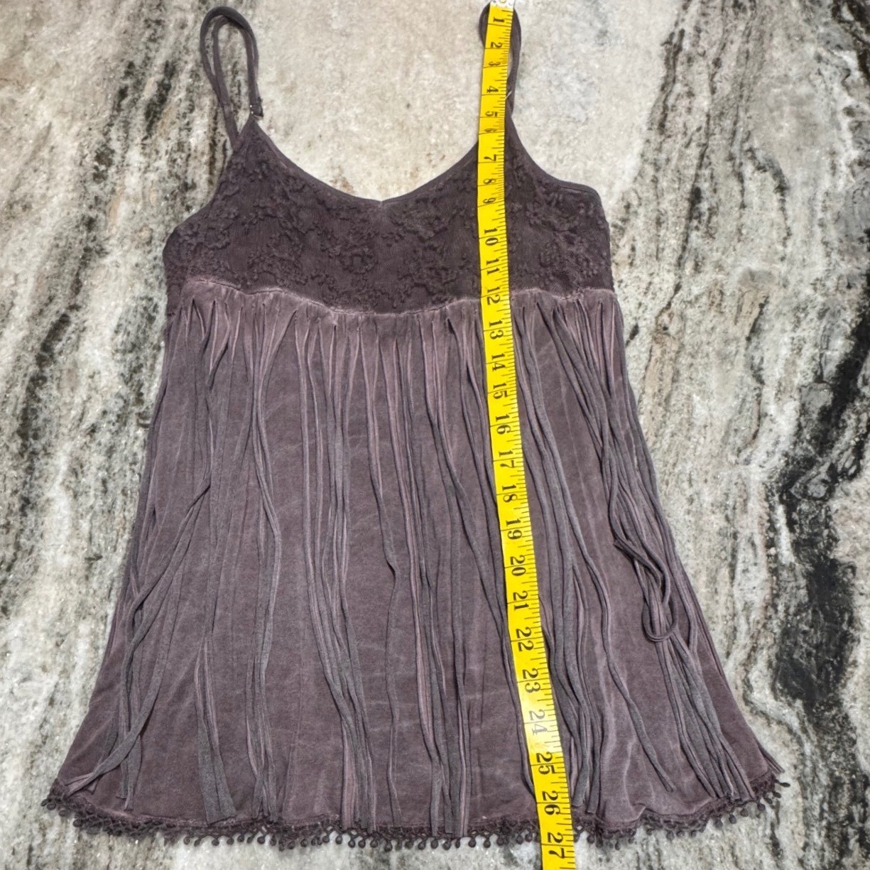 Cowgirl Hardware Fringe Tank Top Womens Large Lace Boho Western Mauve Purple