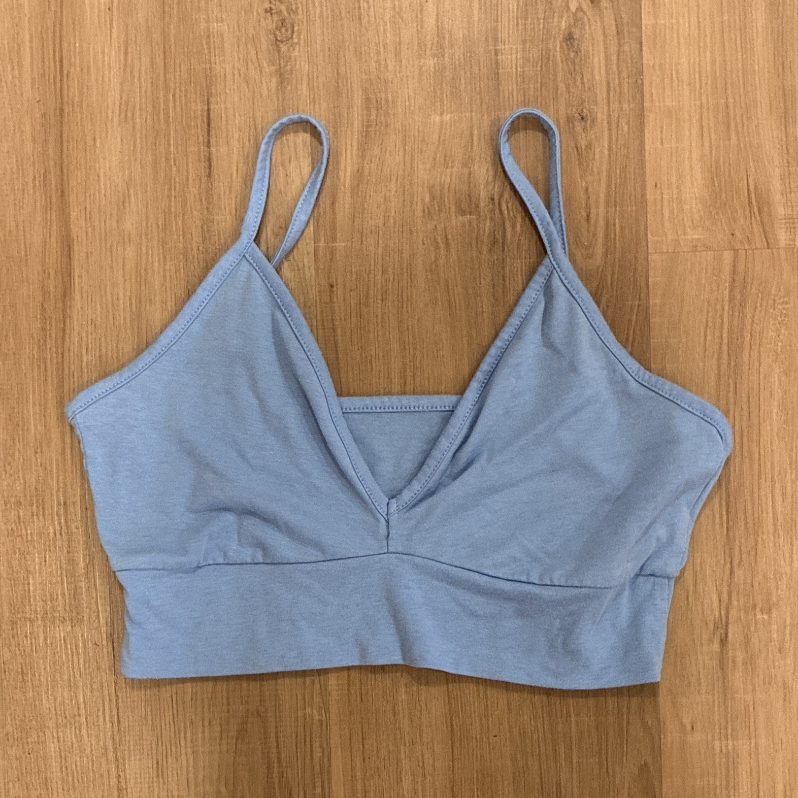 SHEIN Blue Jersey Wireless Bralette Bra Spaghetti Strap Pullover Size S