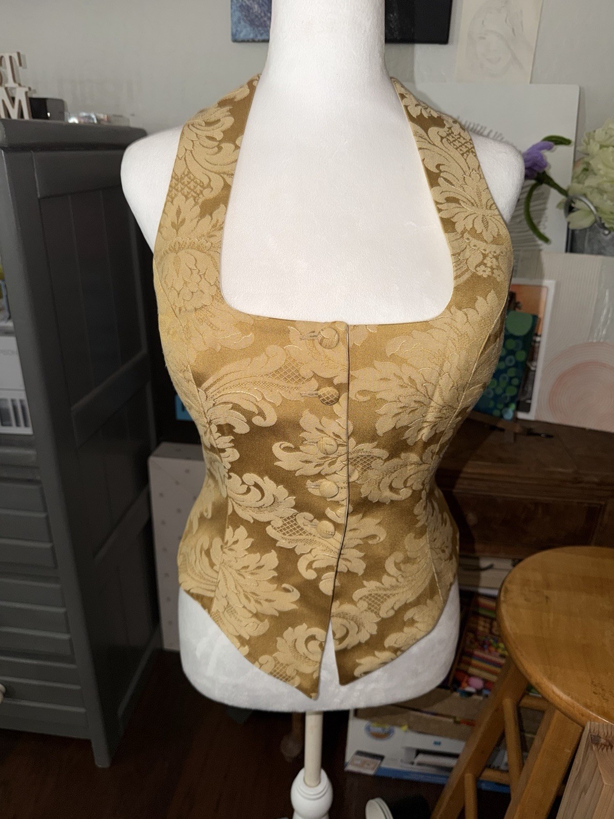 Vantage Bebe Brocade Halter Vest Womens Size 8