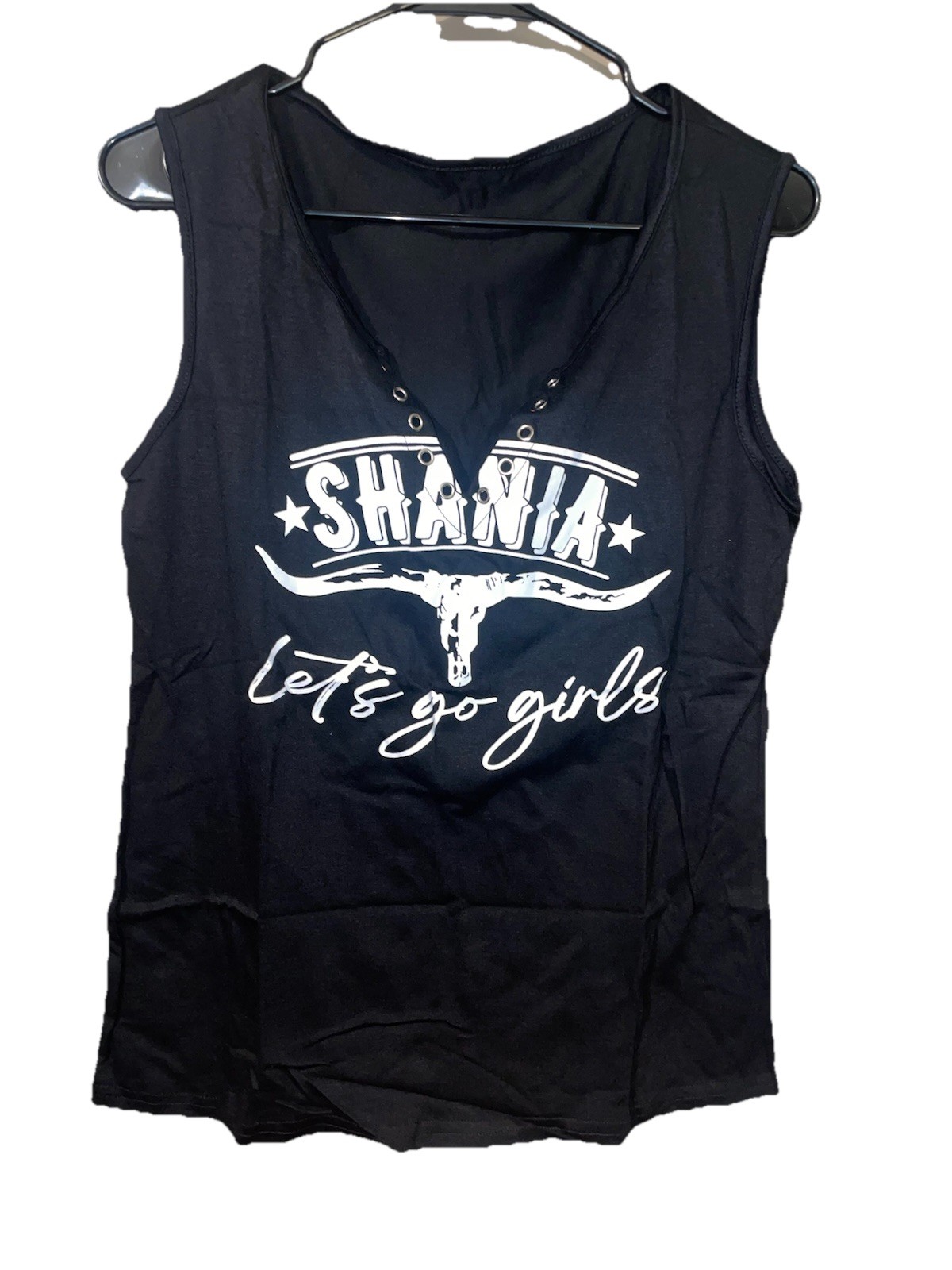 Women’s Black Sleeveless Shania Twain Country Music Shirt Sz Medium New