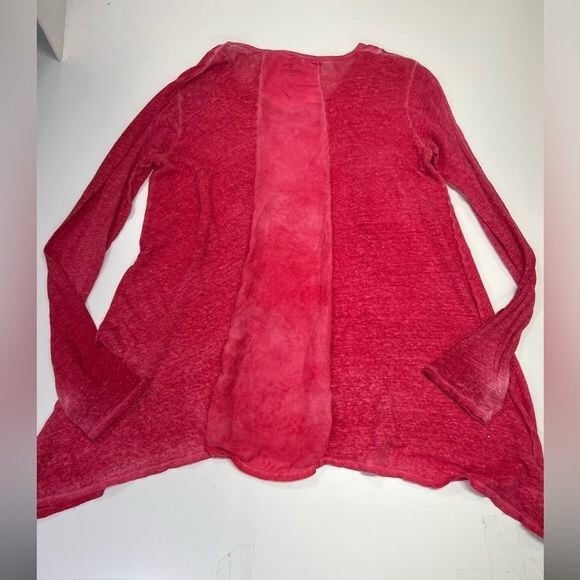 Johnny Was Pete & Greta 100% Linen Red long Sleeve Top Size Small Boho Lagenlook