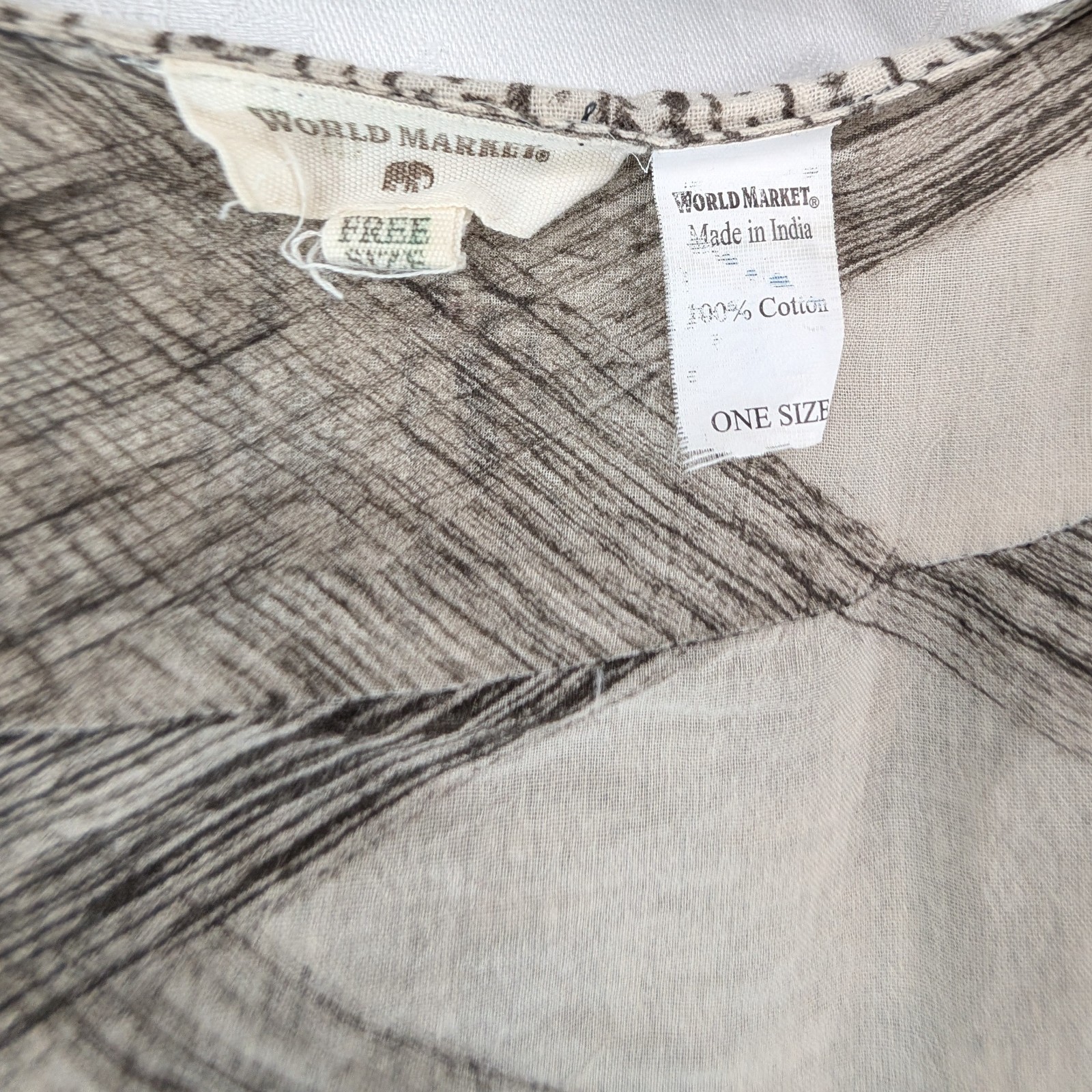 World Market Brown Kimono Top Womens One Size Jacket Open Front Cotton Reverse