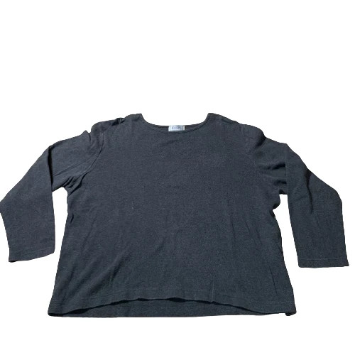 Jennifer Moore 100% Cotton Knit Semi Crop Long Sleeve T-Shirt Gray Womens Large