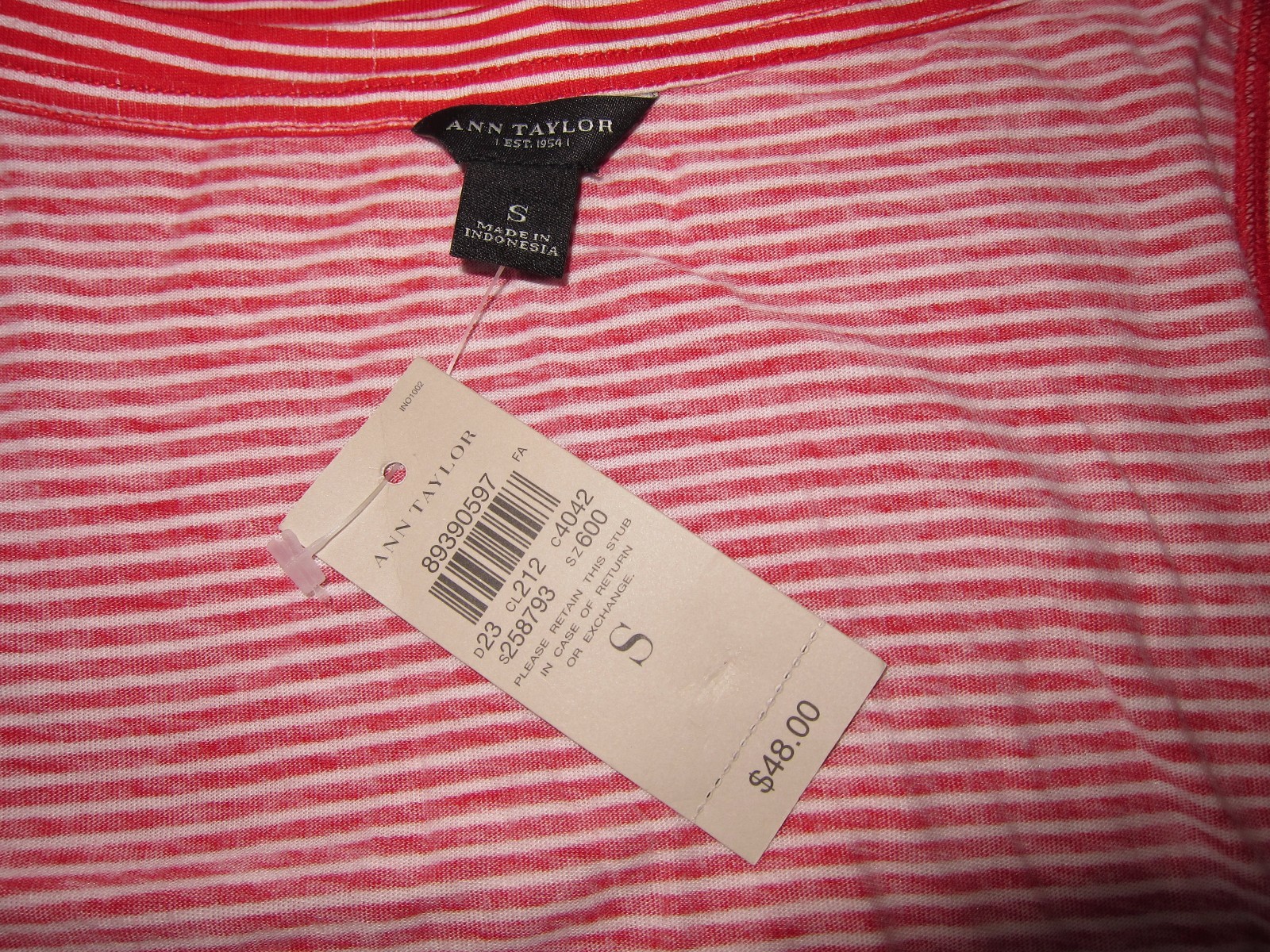 Sequined Sparkly Red Stripe Tank Sz S Ann Taylor Scoop Neck Top New MSRP 48