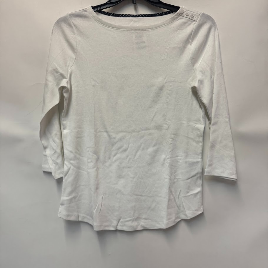 Charter Club Womens M Bright White Button Detailing Boat Neck Top NWT AI27