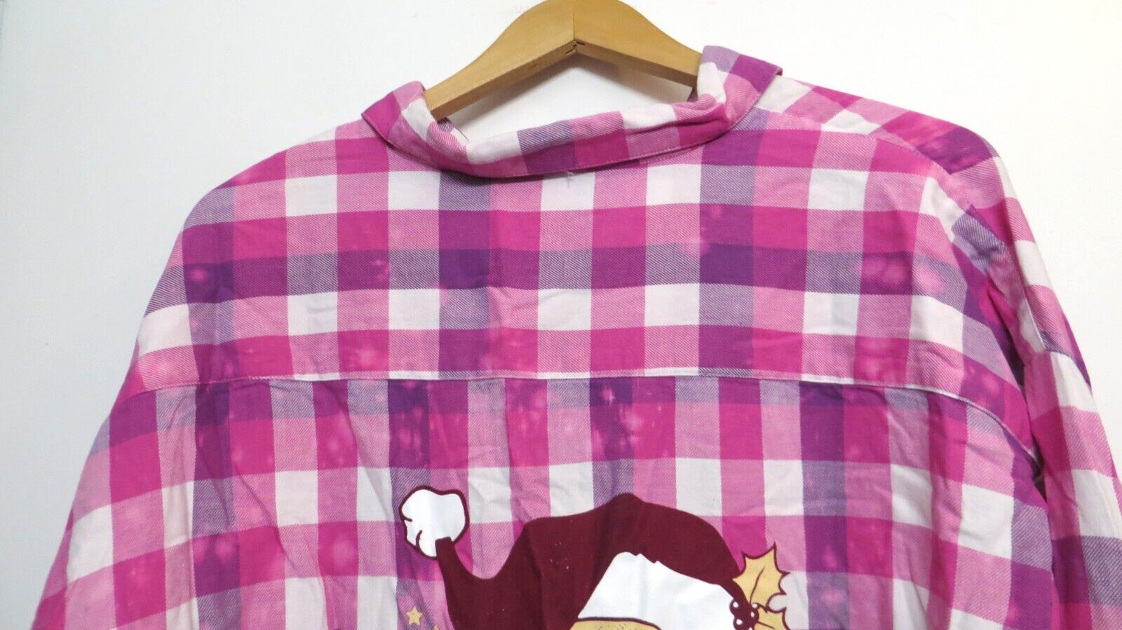 Southern Bliss Shirt Womens XXL 2XL Pink Purple White Checked Christmas Santa