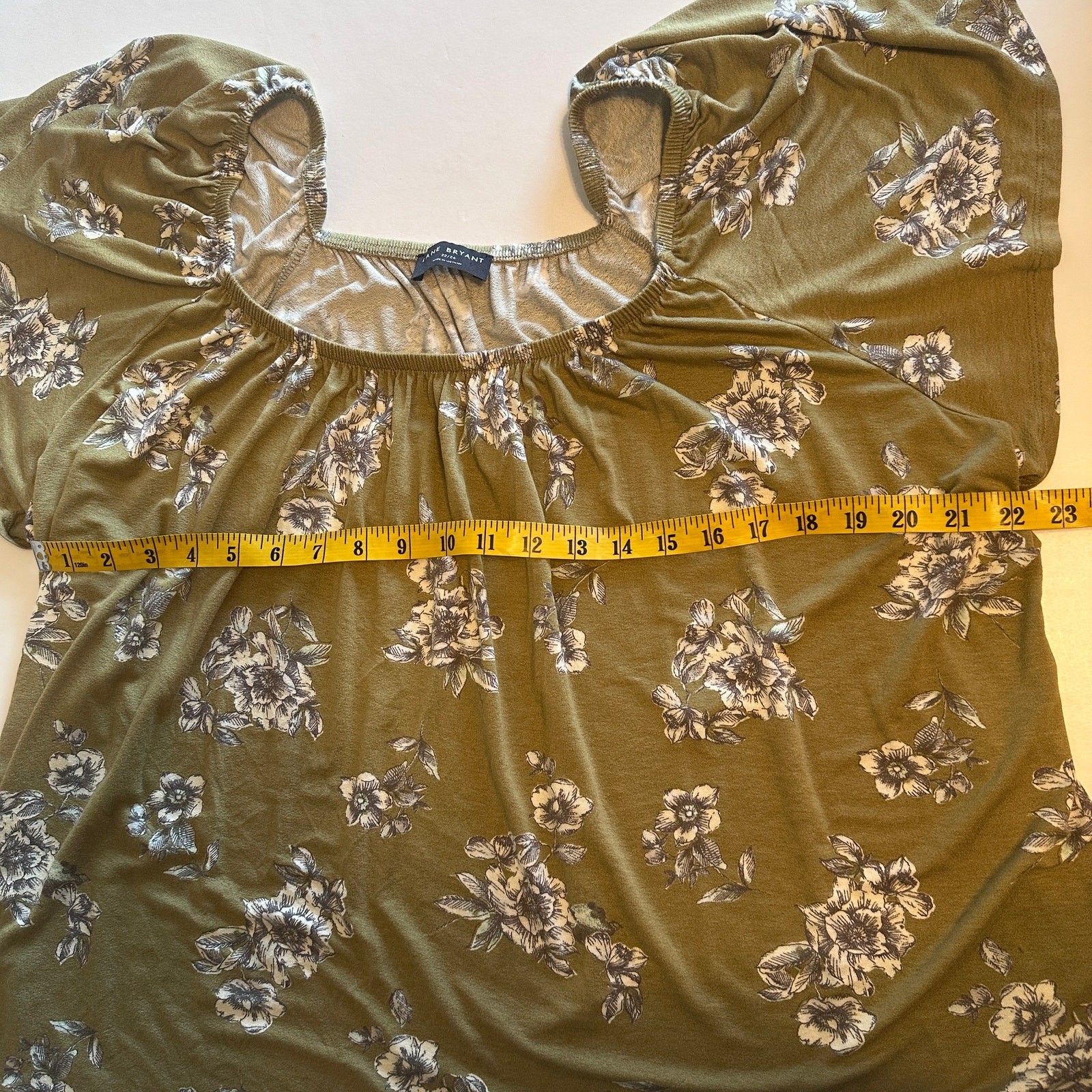 Lane Bryant Flutter Sleeve Top Womens 22/24 Femme Floral Square-Neck Knit 2X