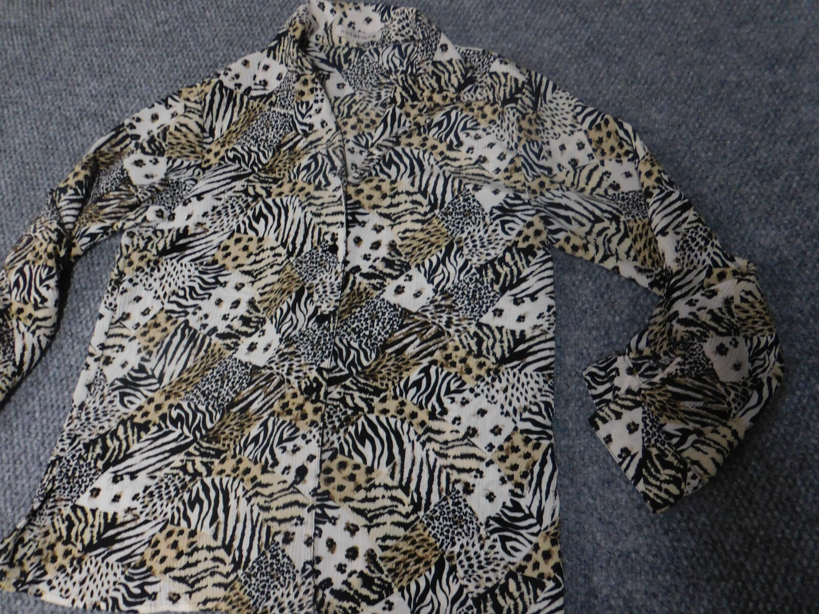 Notations Womens Blouse Large brown nature button down