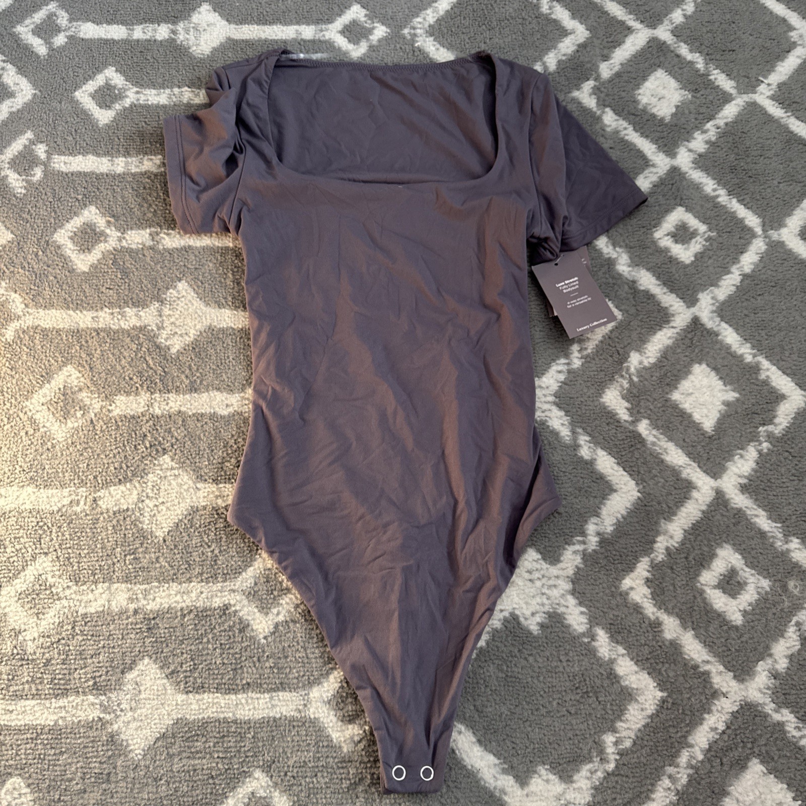 Auden Women’s Luxe Stretch Squareneck Thong Bodysuit purplish/gray Size XS