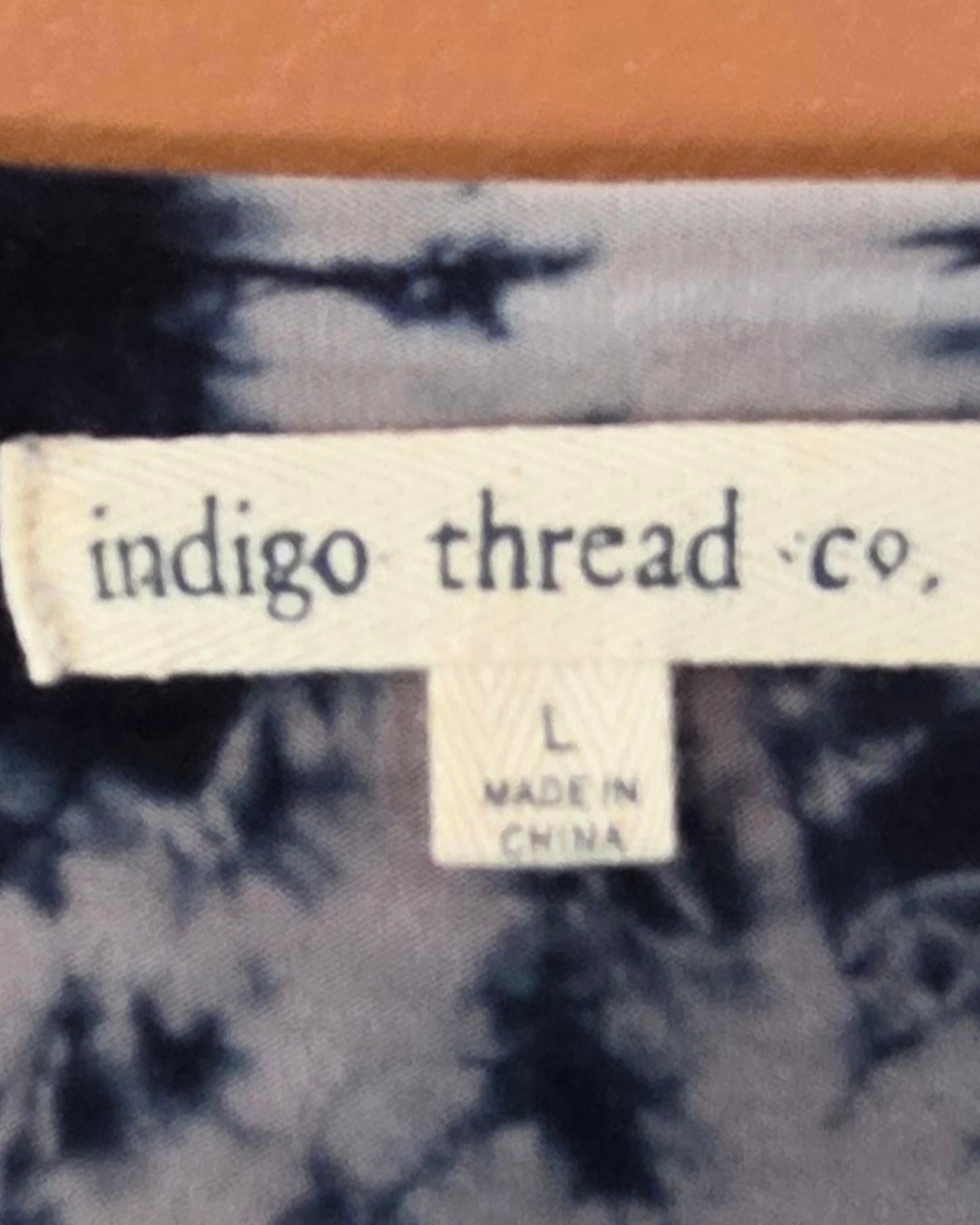 Indigo Thread Co. Women’s Tunic top Size L Black, grey and Navy tie-Dye