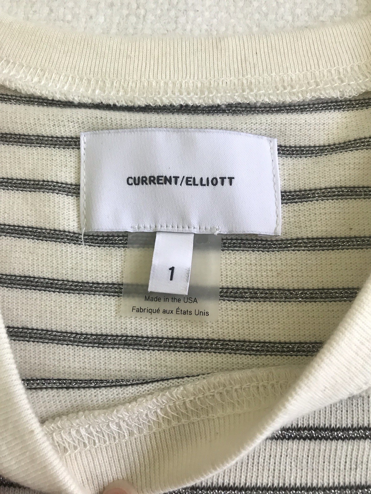 Current Elliott Ivory Black Metallic Striped Knit Tank Top Sz S/M Stretch Preppy