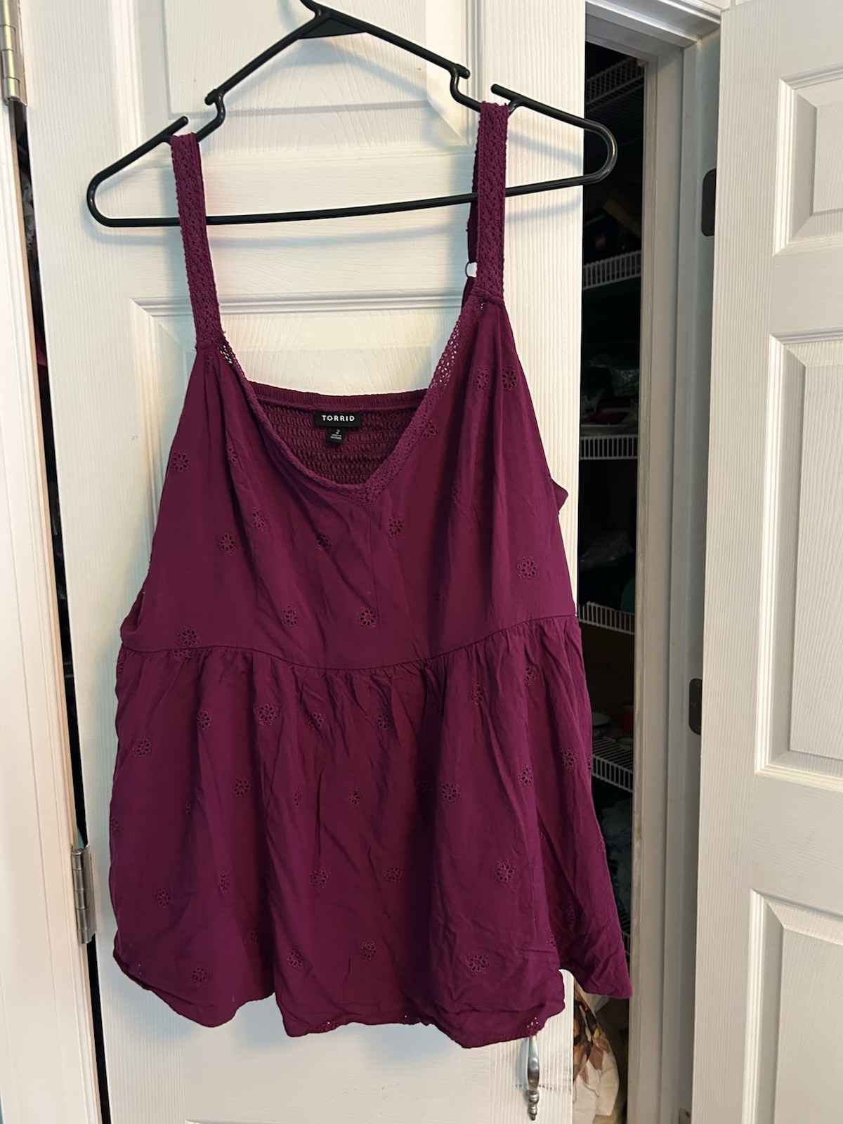 Euc Cranberry Torrid Camisole Tank Top Eyelet Plus Size 2x 20 22 W